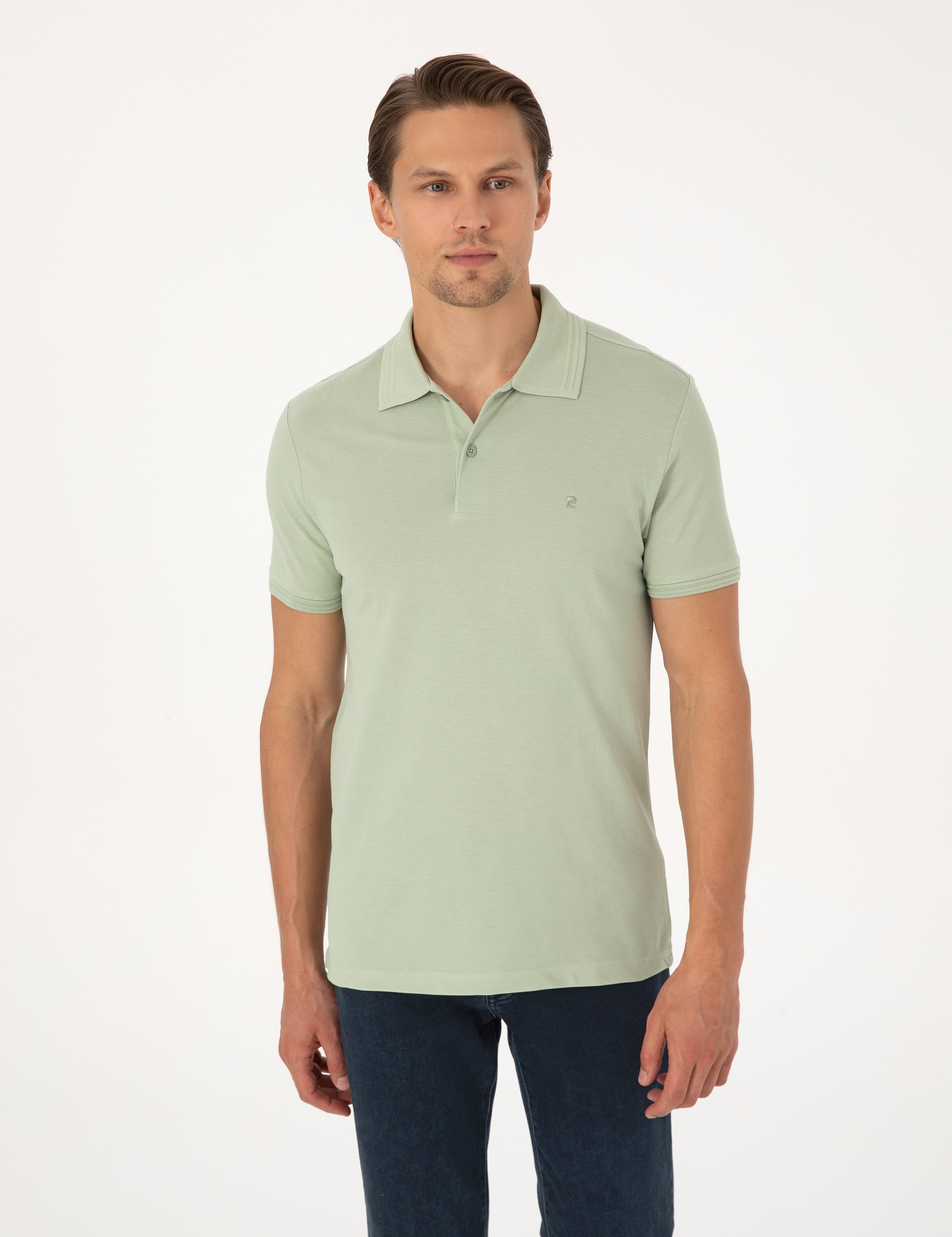 Çağla Slim Fit %100 Pamuk Kıvrılmaz Düğmeli Polo Yaka Basic Tişört - Image 3