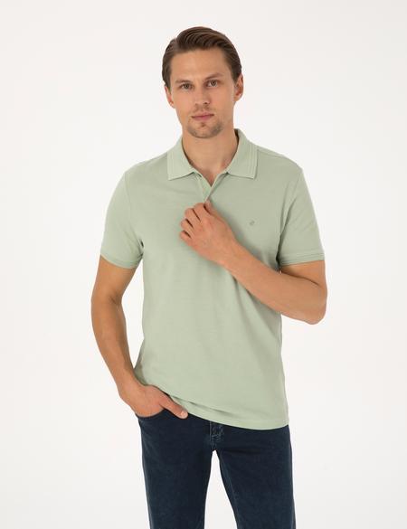 Yeşil Slim Fit Basic Tişört - 50325323065