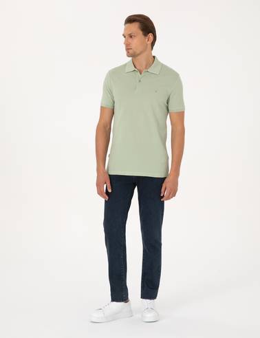 Çağla Slim Fit %100 Pamuk Kıvrılmaz Düğmeli Polo Yaka Basic Tişört