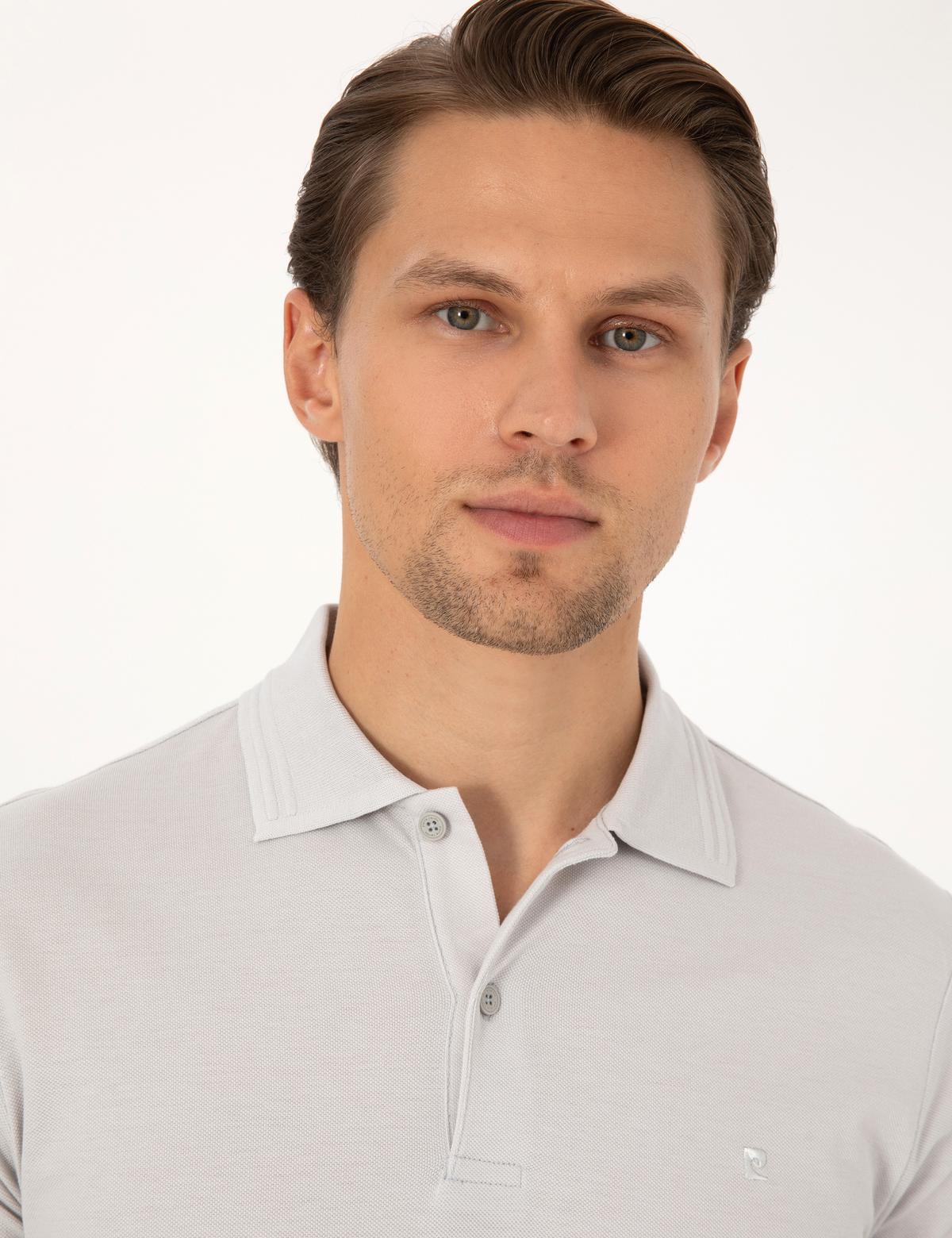 Açık Gri Slim Fit Basic Tişört - 50325323009