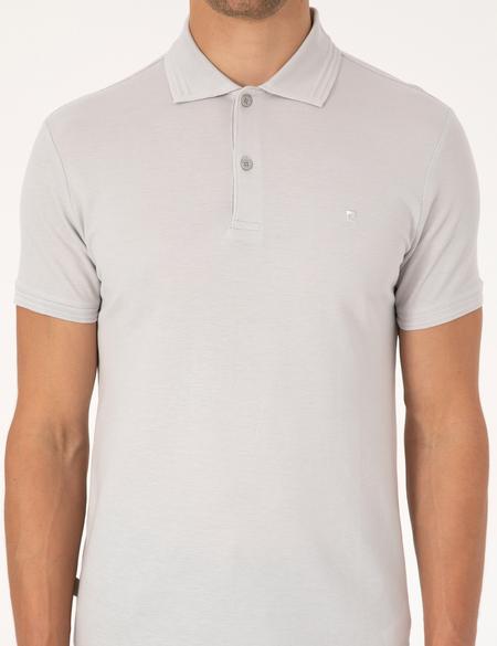 Açık Gri Slim Fit Basic Tişört - 50325323009