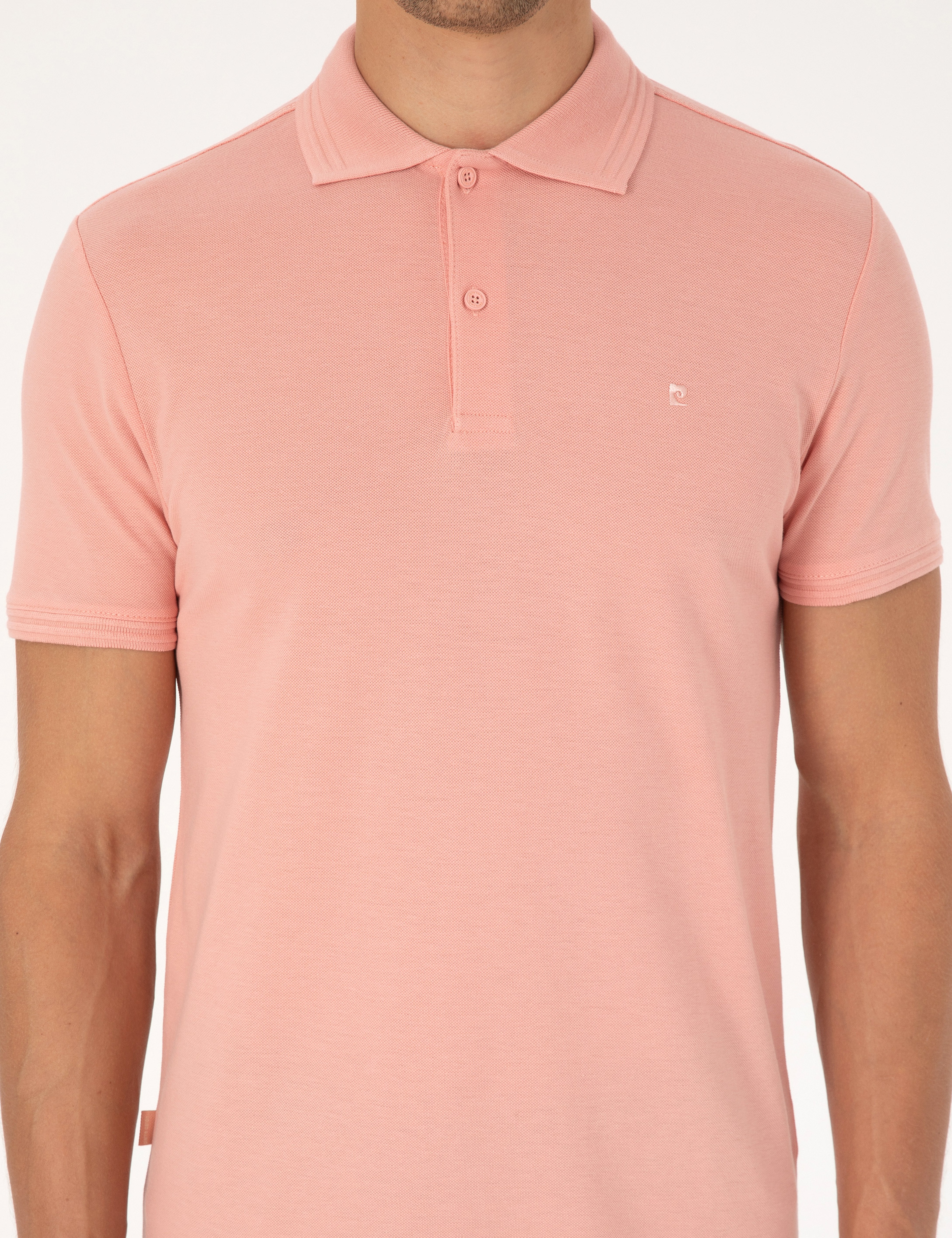 Gül Kurusu Slim Fit %100 Pamuk Kıvrılmaz Düğmeli Polo Yaka Basic Tişört - Image 6