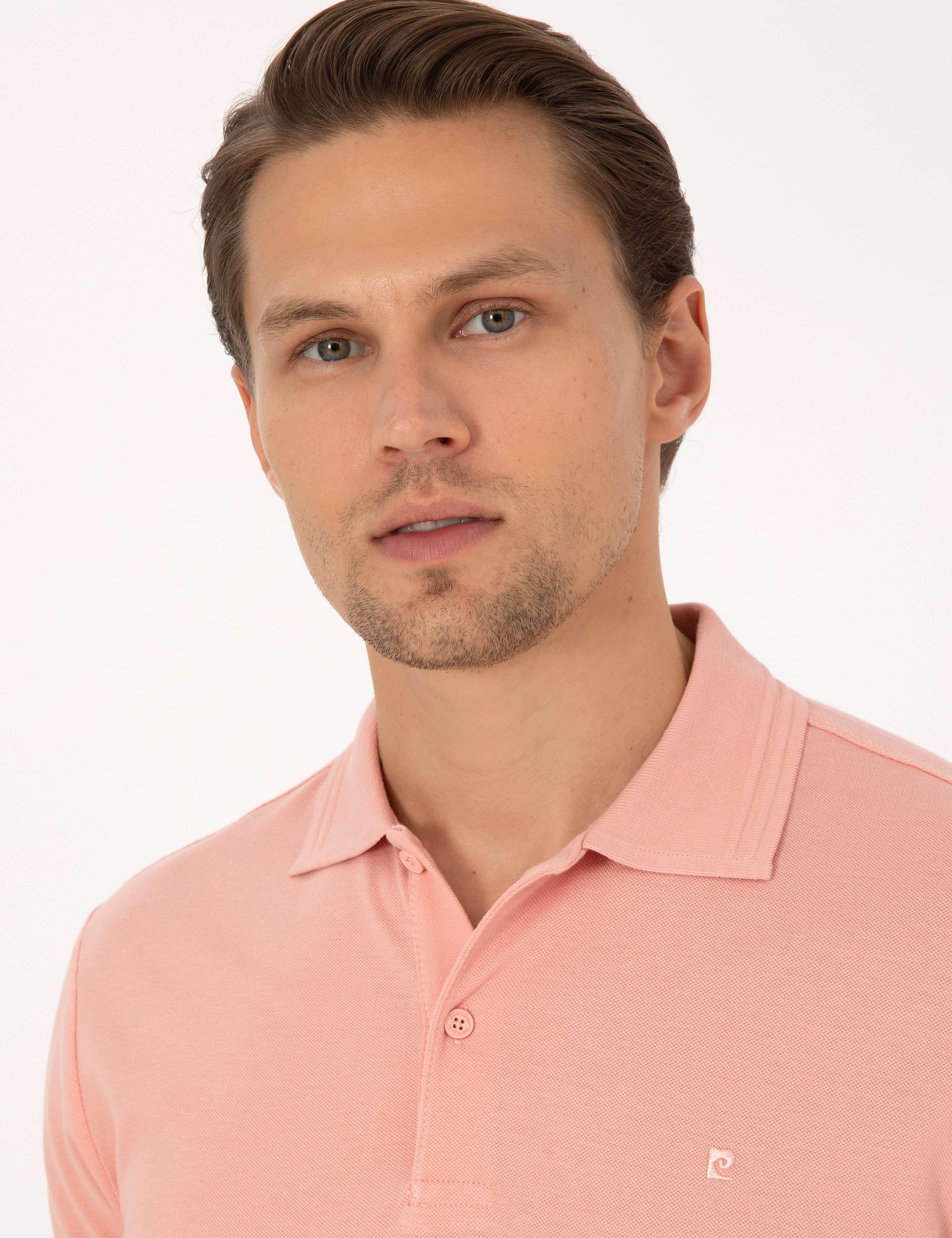 Gül Kurusu Slim Fit %100 Pamuk Kıvrılmaz Düğmeli Polo Yaka Basic Tişört