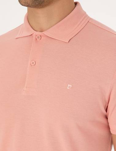 Gül Kurusu Slim Fit %100 Pamuk Kıvrılmaz Düğmeli Polo Yaka Basic Tişört