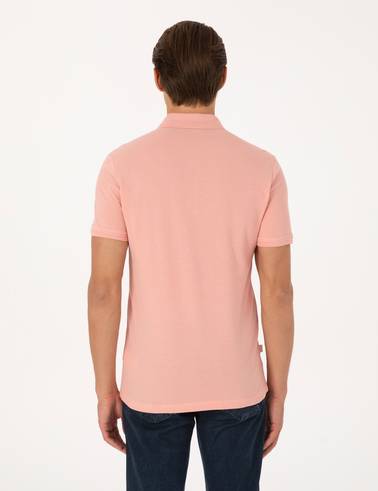 Gül Kurusu Slim Fit %100 Pamuk Kıvrılmaz Düğmeli Polo Yaka Basic Tişört