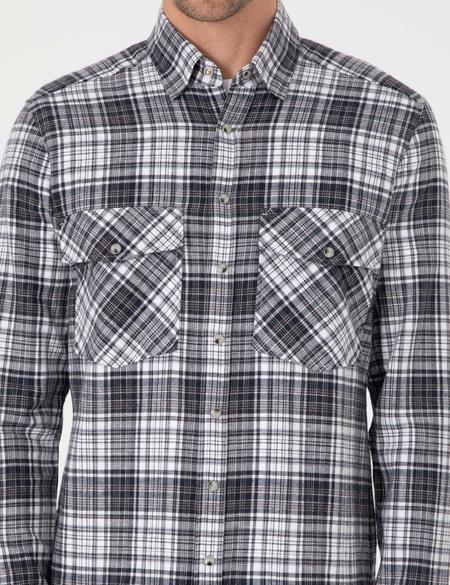 Lacivert Klasik Yaka Çift Cepli Regular Fit Gömlek Ceket - 50292345009