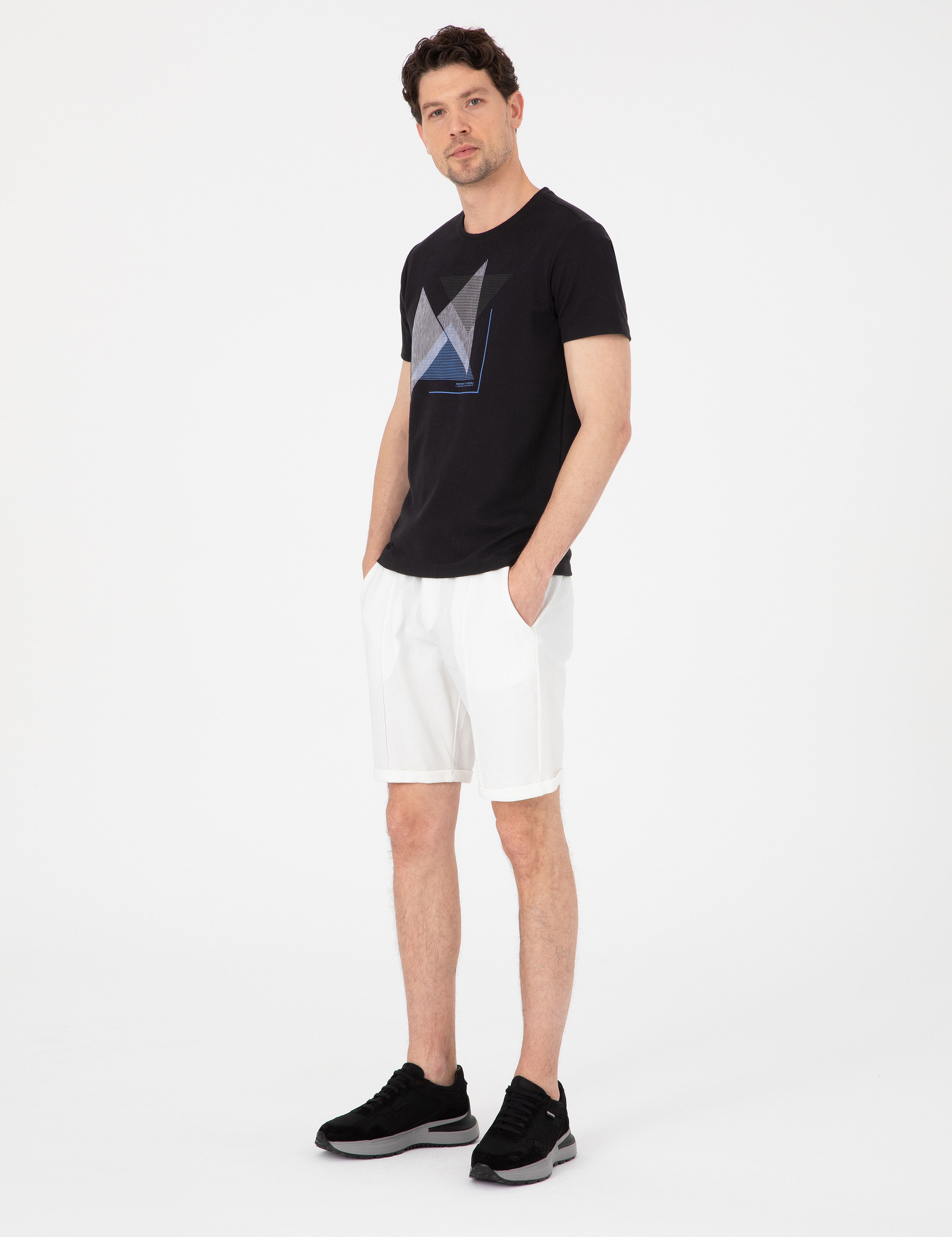 Ekru Regular Fit Örme Şort - Image 3