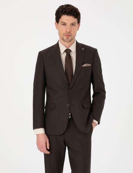 Kahverengi Slim Fit Takım Elbise - 50313917062