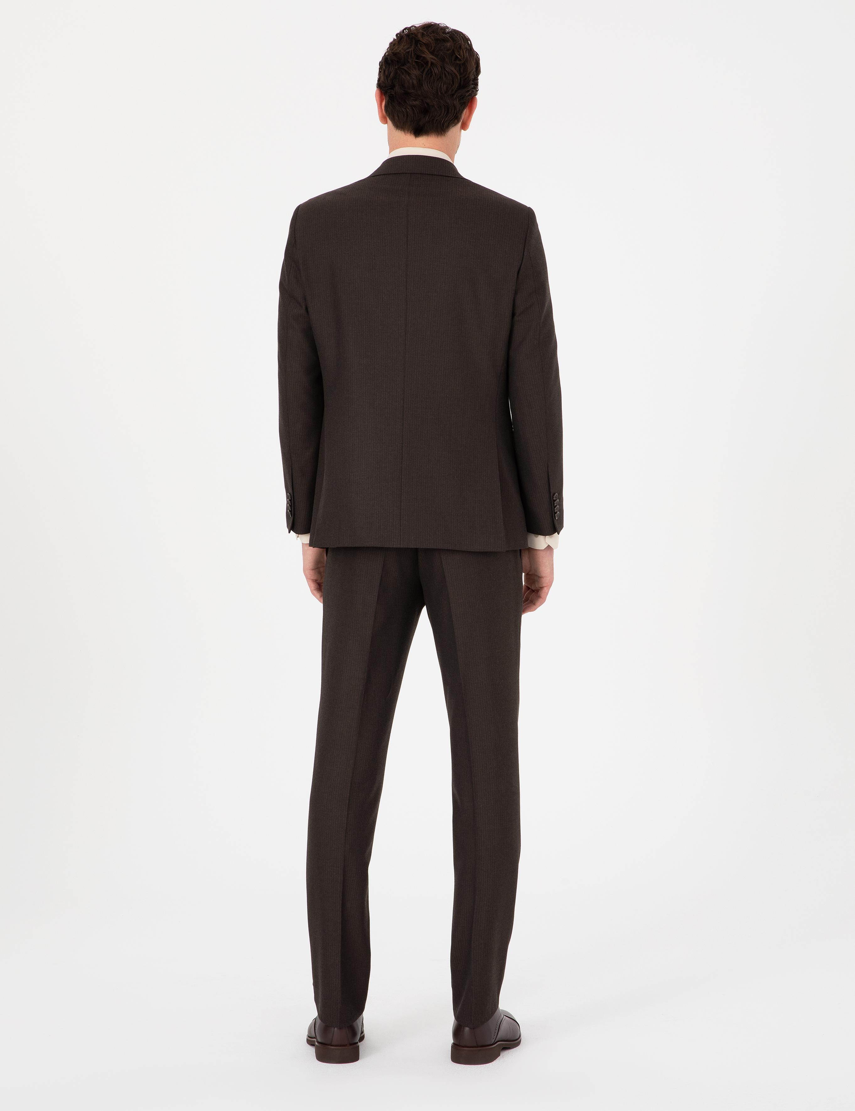 Kahverengi Slim Fit Takım Elbise