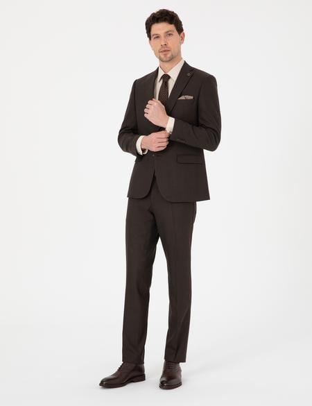 Kahverengi Slim Fit Takım Elbise - 50313917062