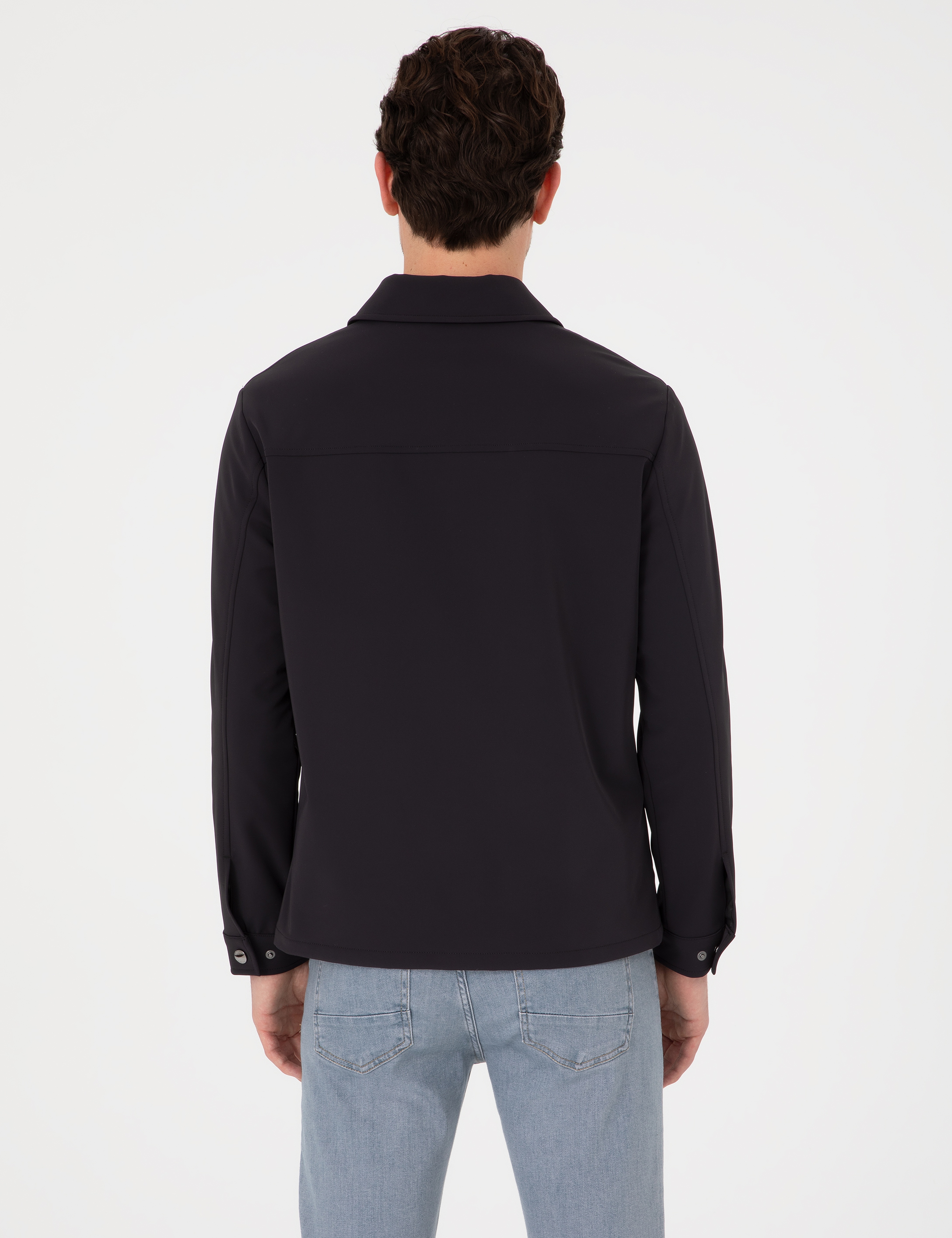 Siyah Regular Fit Fermuarlı Ceket - Image 5