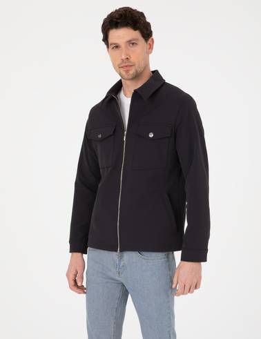 Siyah Regular Fit Fermuarlı Ceket