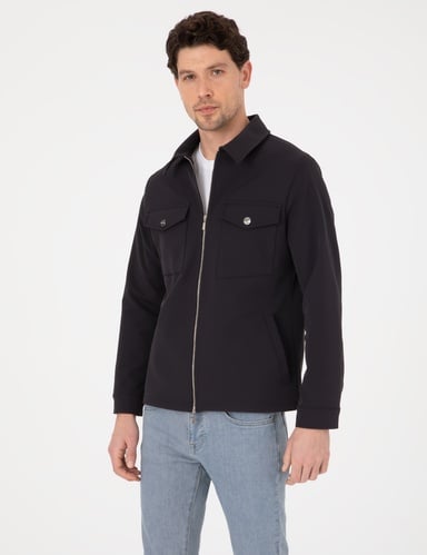 Siyah Regular Fit Fermuarlı Ceket
