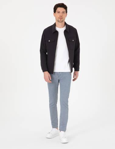 Siyah Regular Fit Fermuarlı Ceket