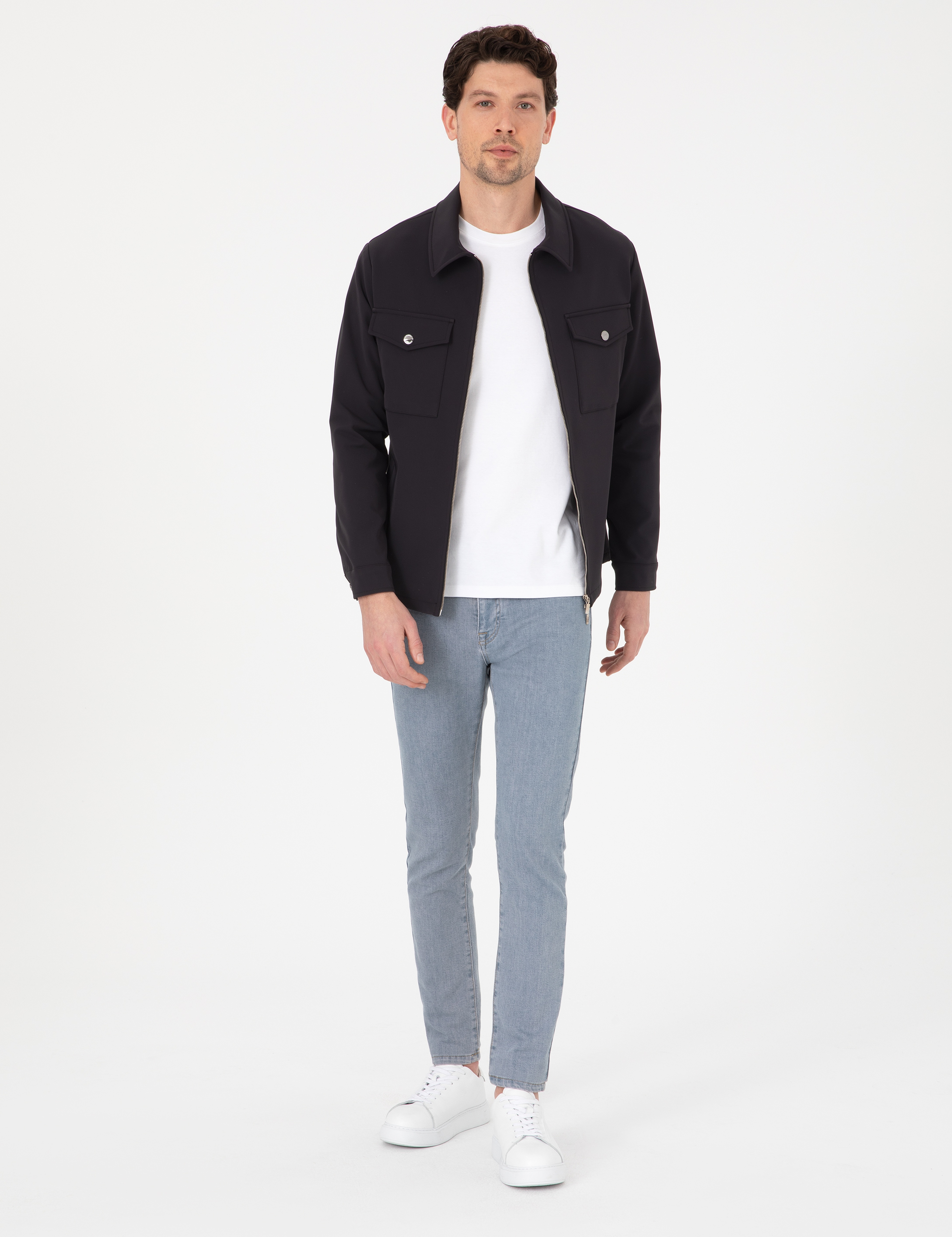 Siyah Regular Fit Fermuarlı Ceket - Image 4