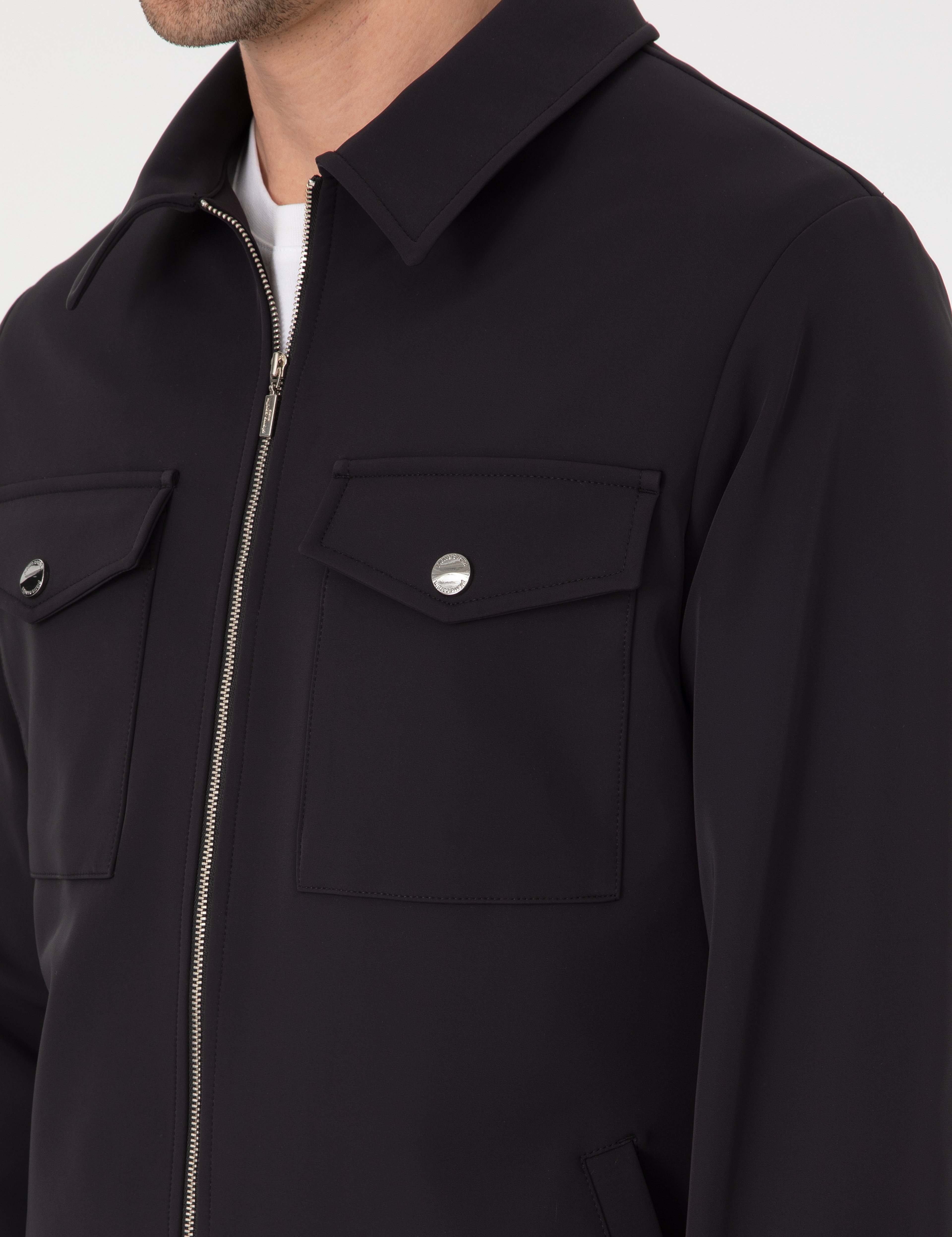 Siyah Regular Fit Fermuarlı Ceket