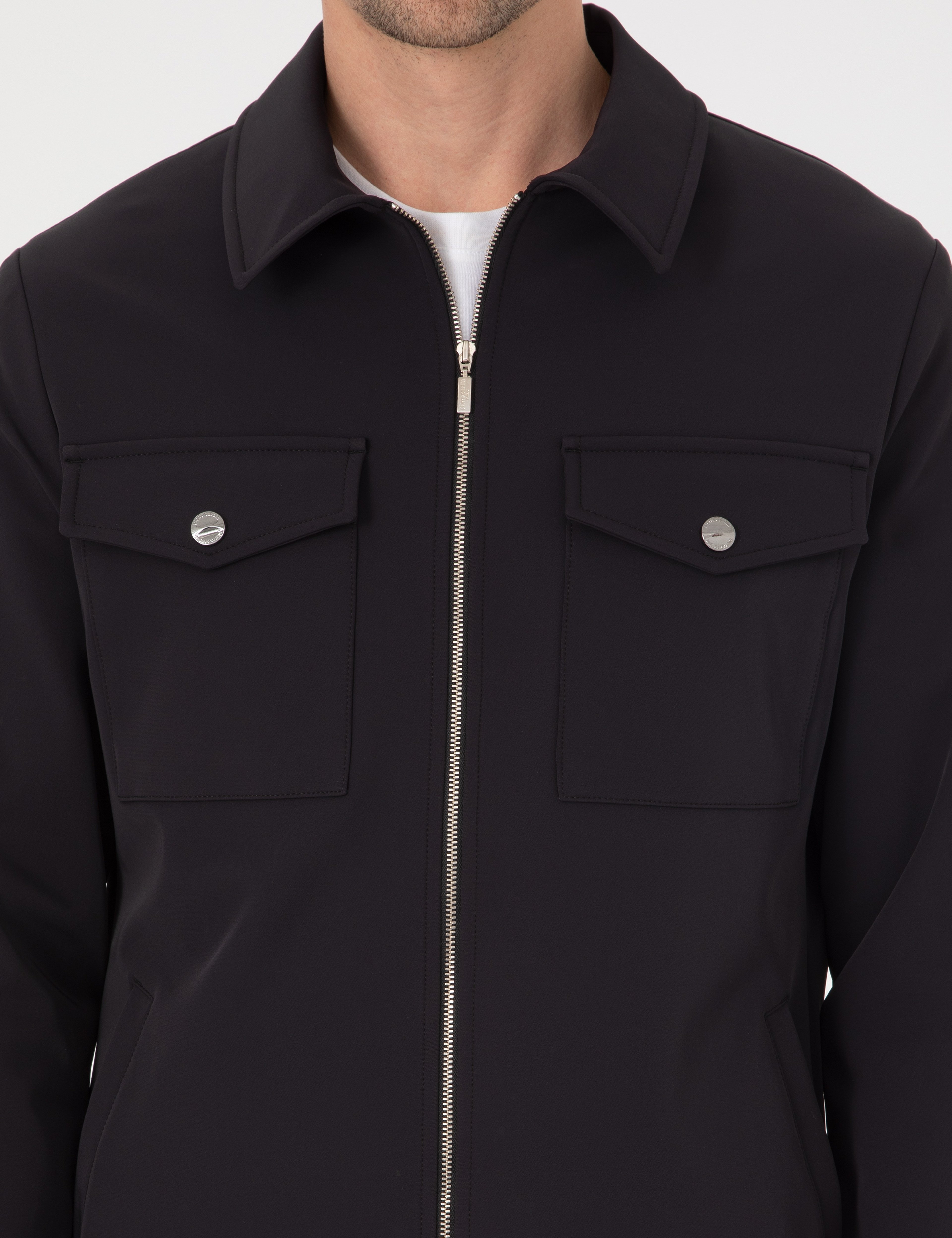 Siyah Regular Fit Fermuarlı Ceket