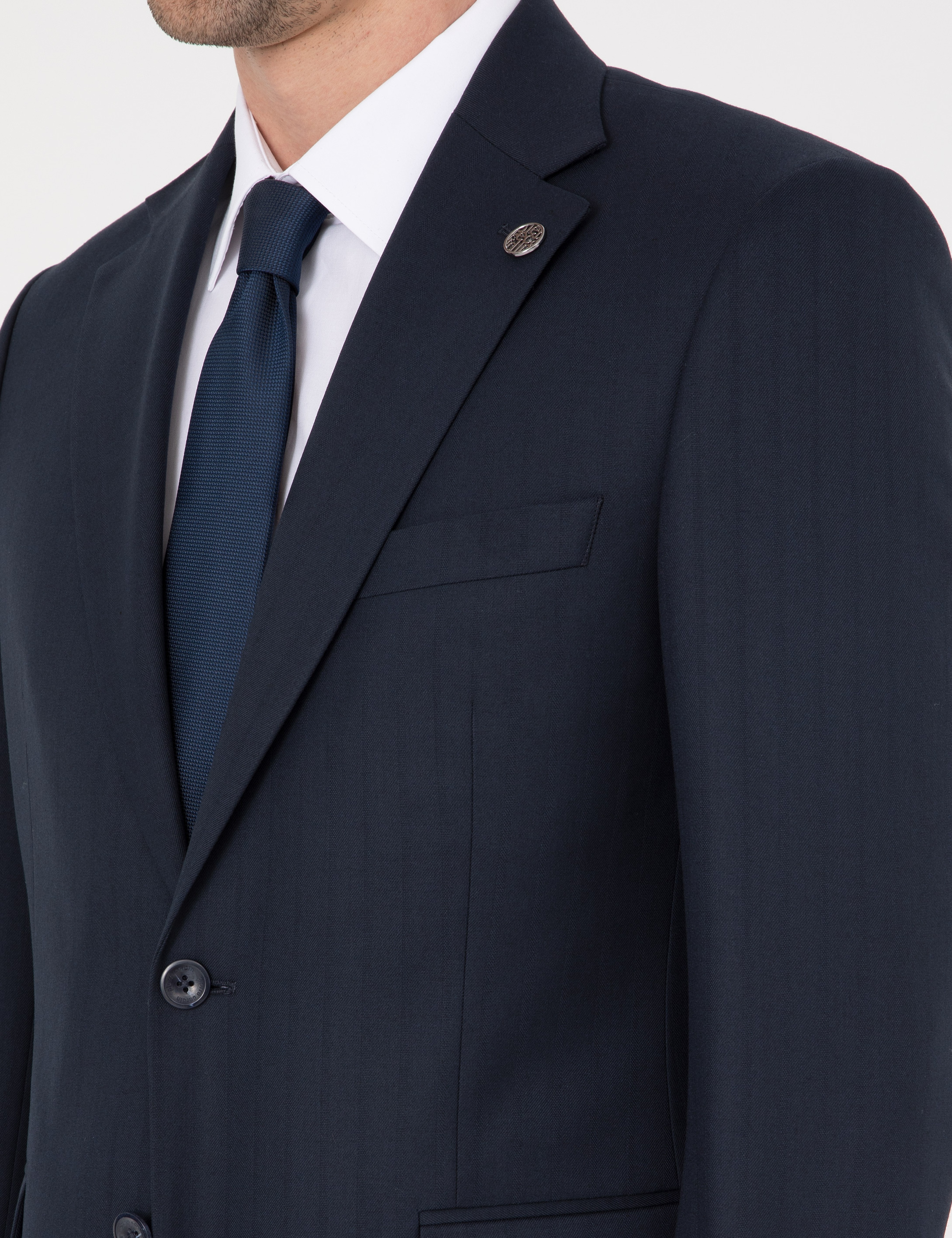 Lacivert Slim Fit Çizgili Takım Elbise - Image 7
