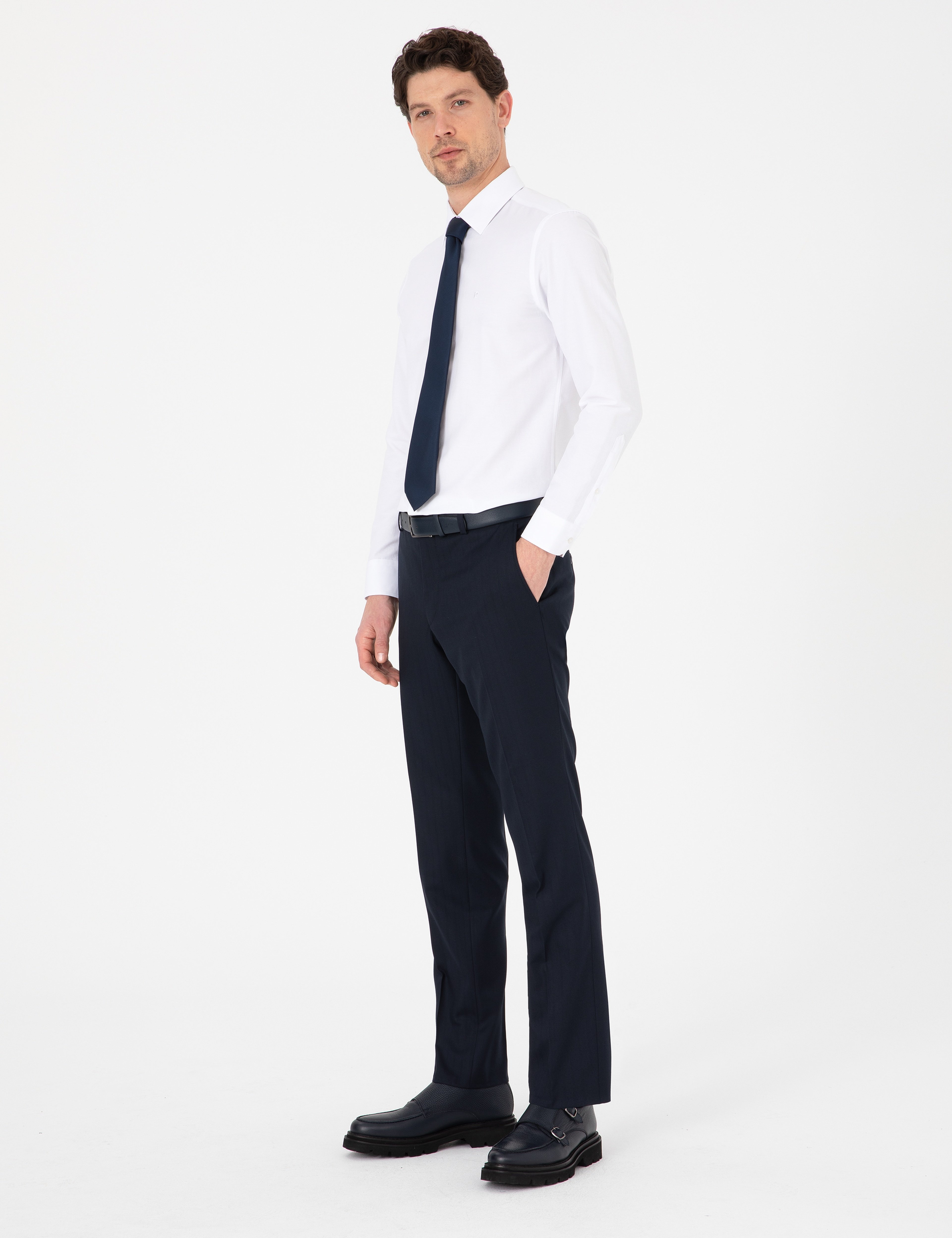 Beyaz Slim Fit Uzun Kollu Basic Gömlek - Image 5