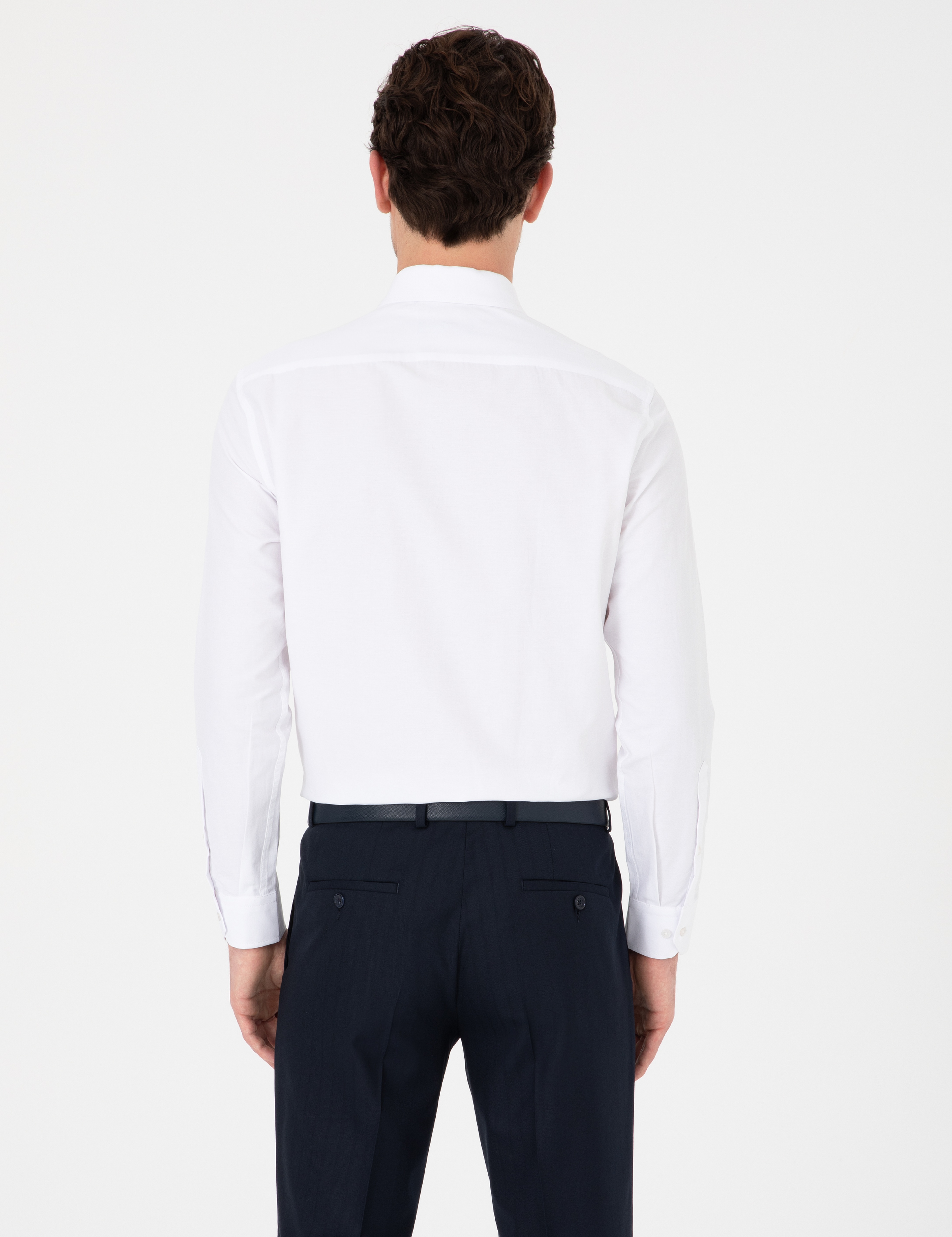Beyaz Slim Fit Uzun Kollu Basic Gömlek - Image 6