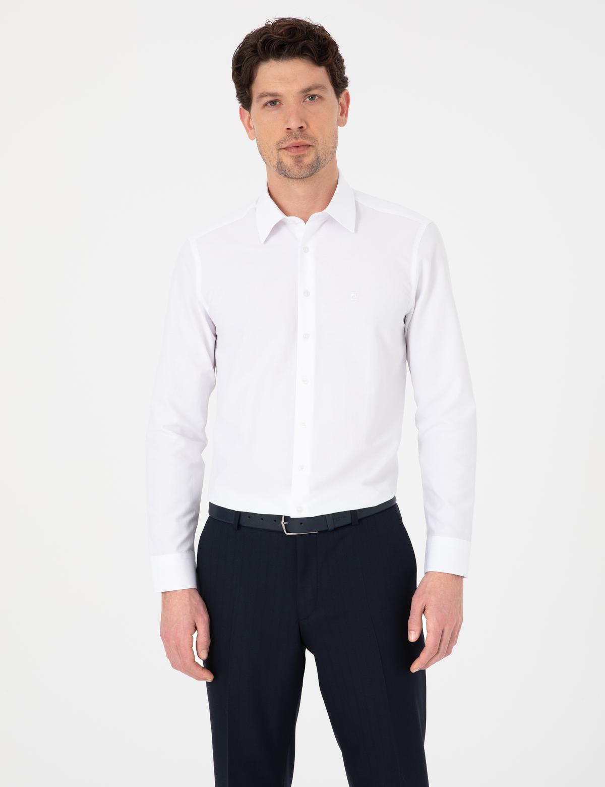 Beyaz Slim Fit Uzun Kollu Basic Gömlek - 50302991017