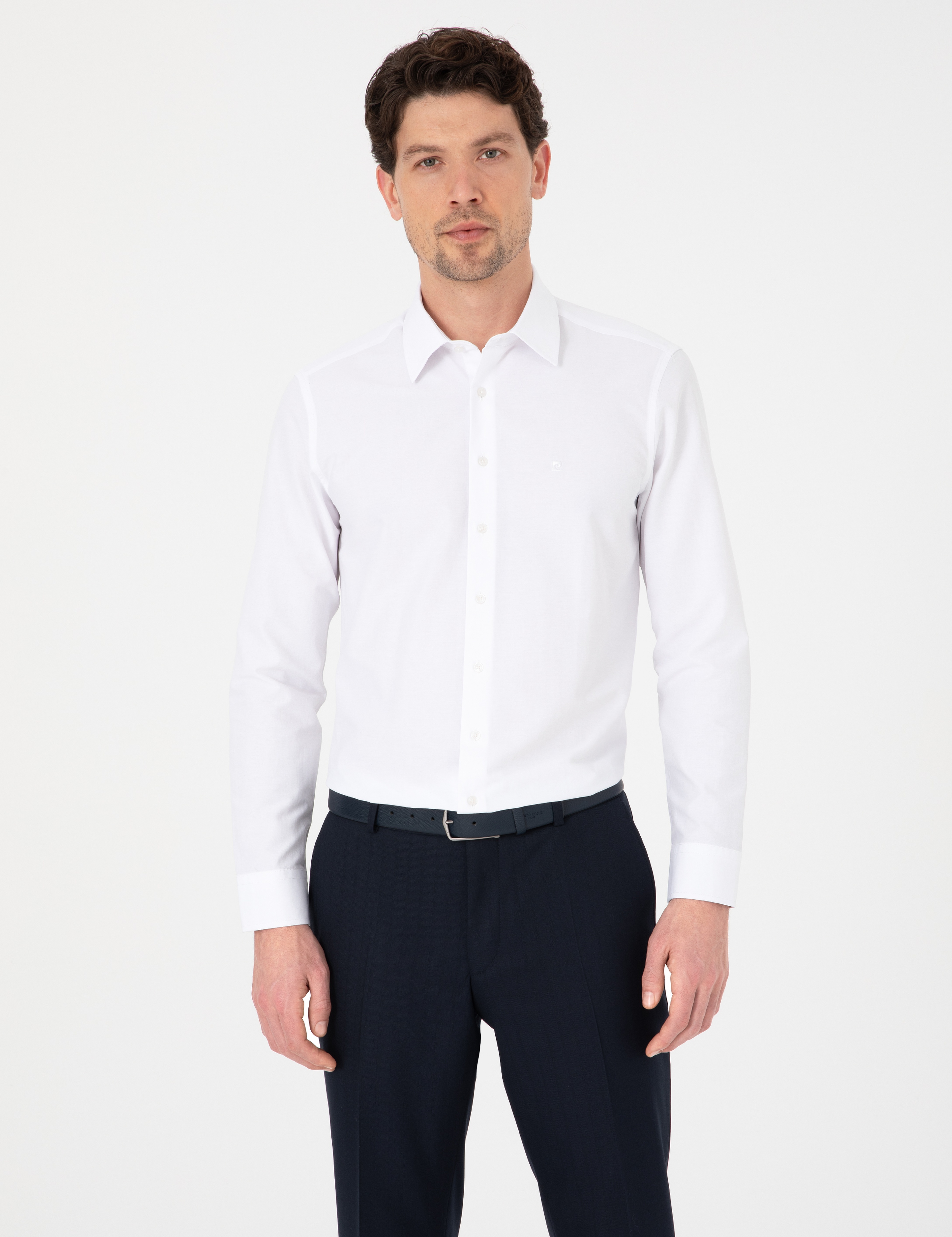 Beyaz Slim Fit Uzun Kollu Basic Gömlek - Image 3