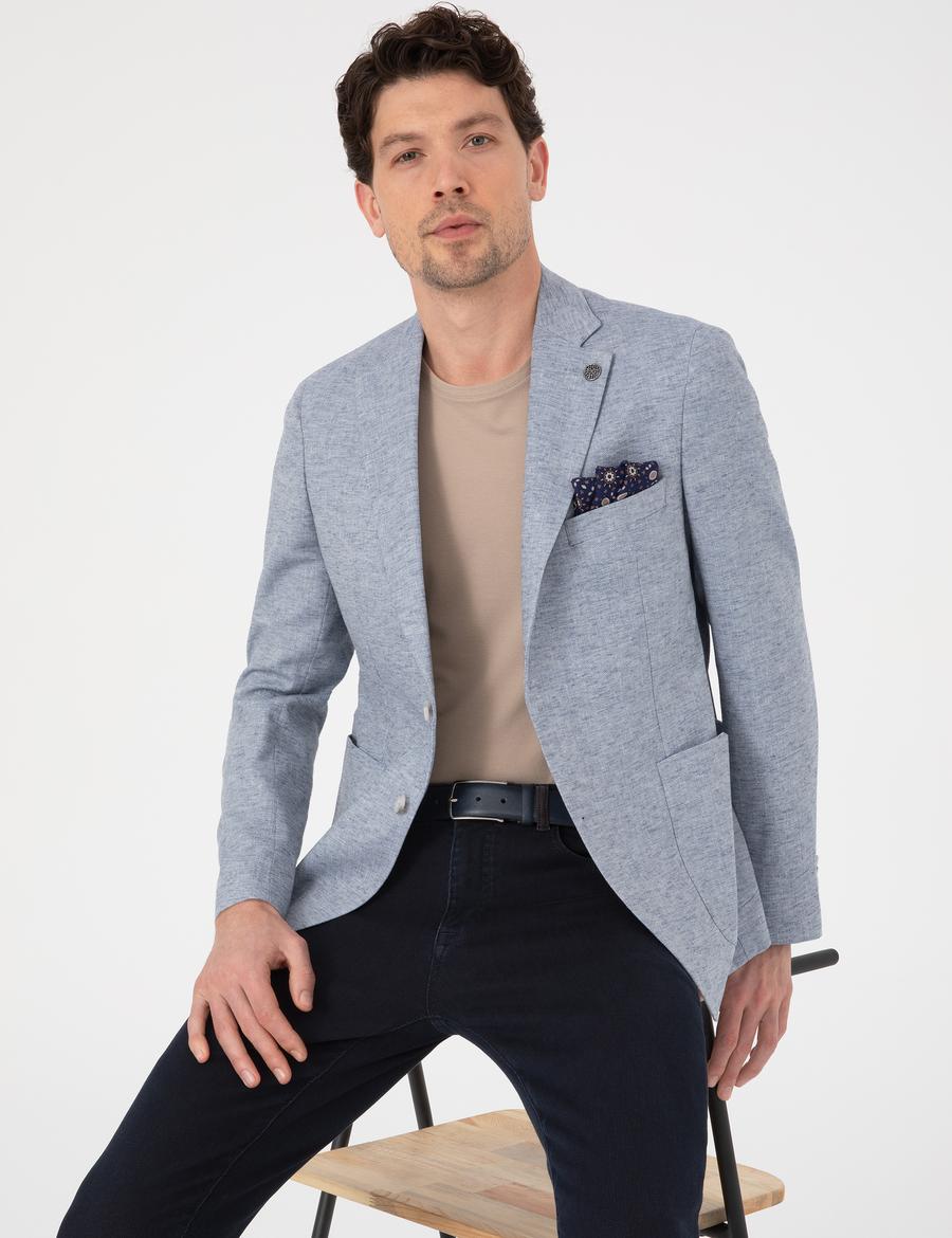 Açık Mavi Slim Fit Ceket