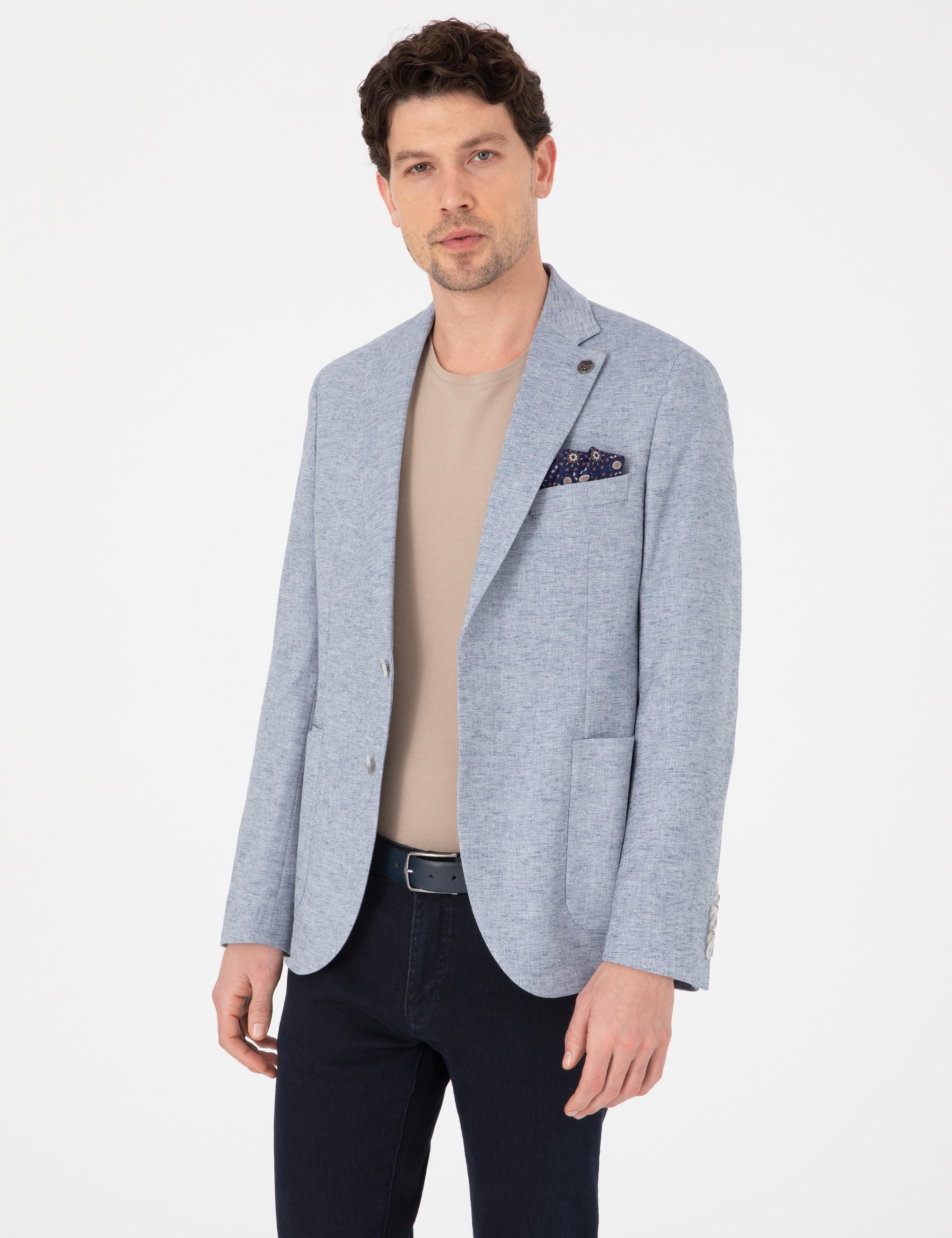 Açık Mavi Slim Fit Ceket