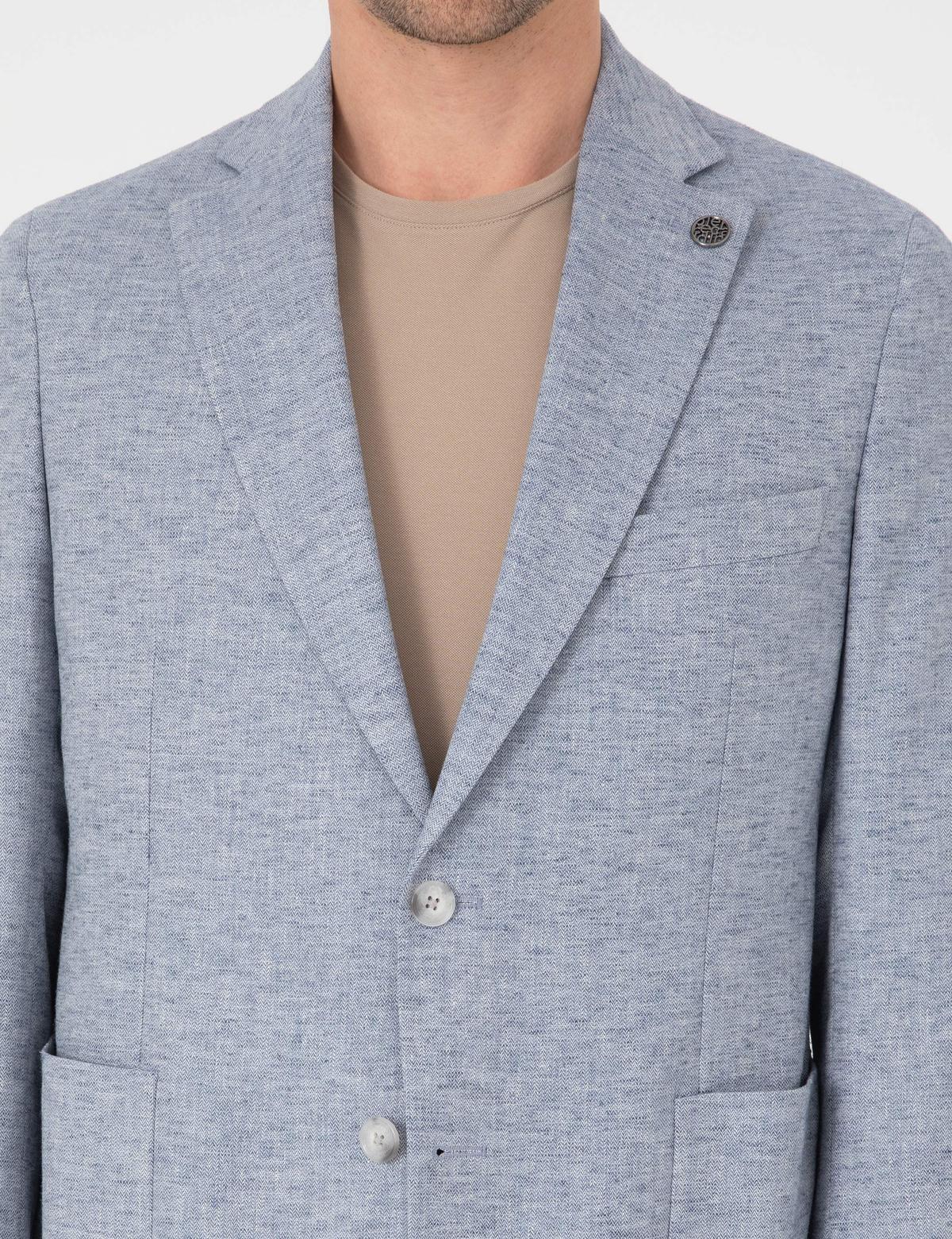 Açık Mavi Slim Fit Ceket - 50319613059