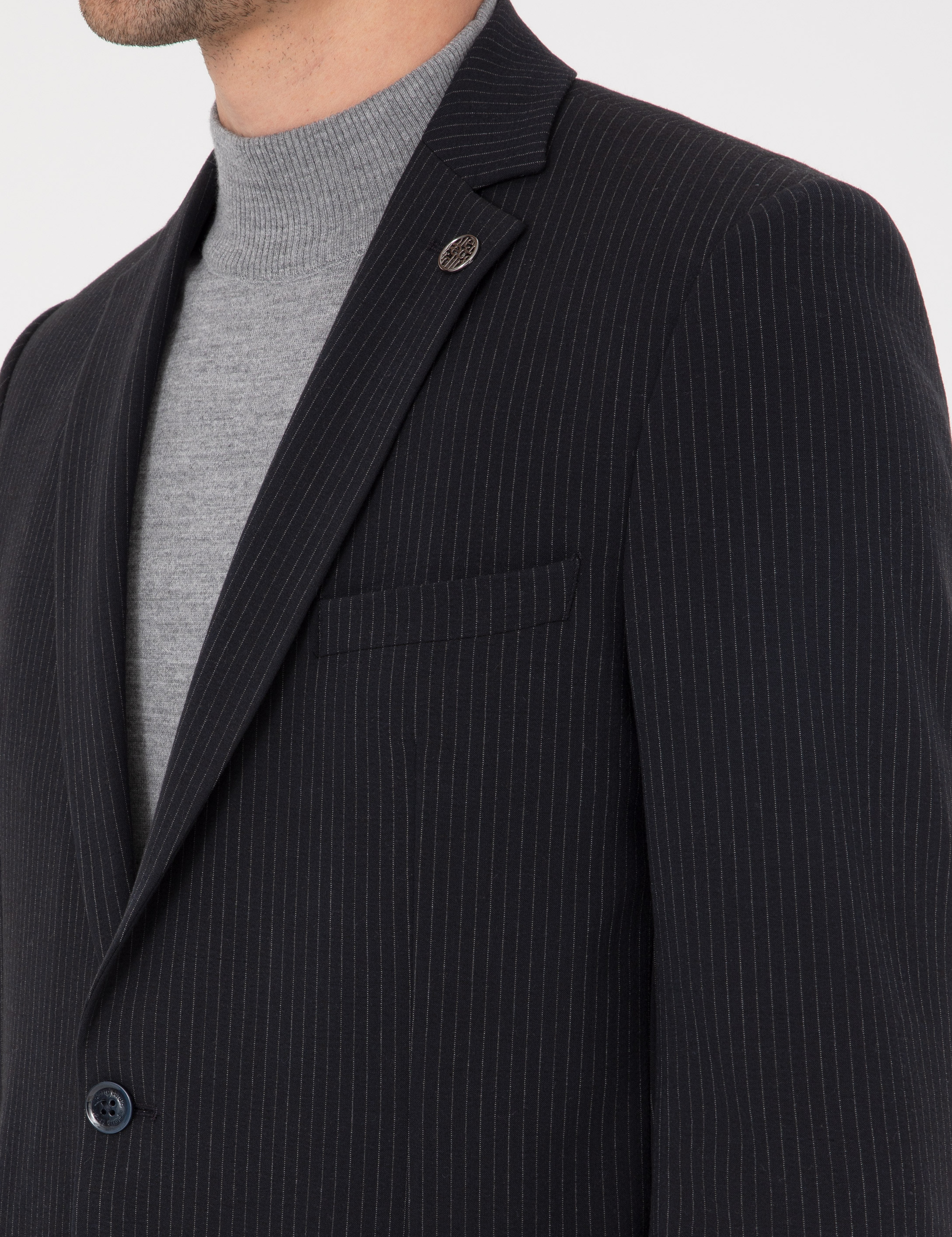 Lacivert Ex. Slim Fit Çizgili Takım Elbise