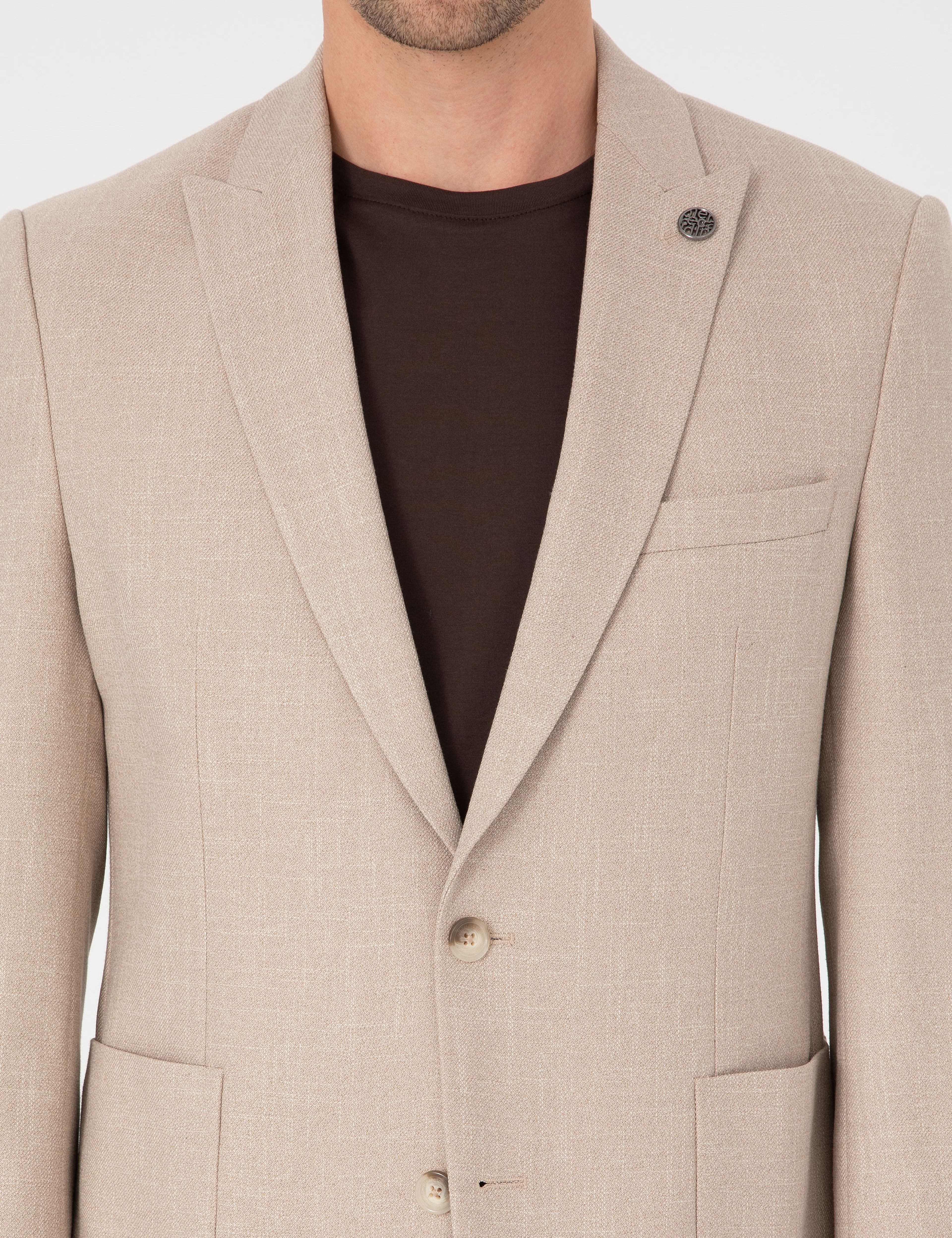 Açık Kahverengi Ex. Slim Fit %100 Pamuk Ceket - Image 6
