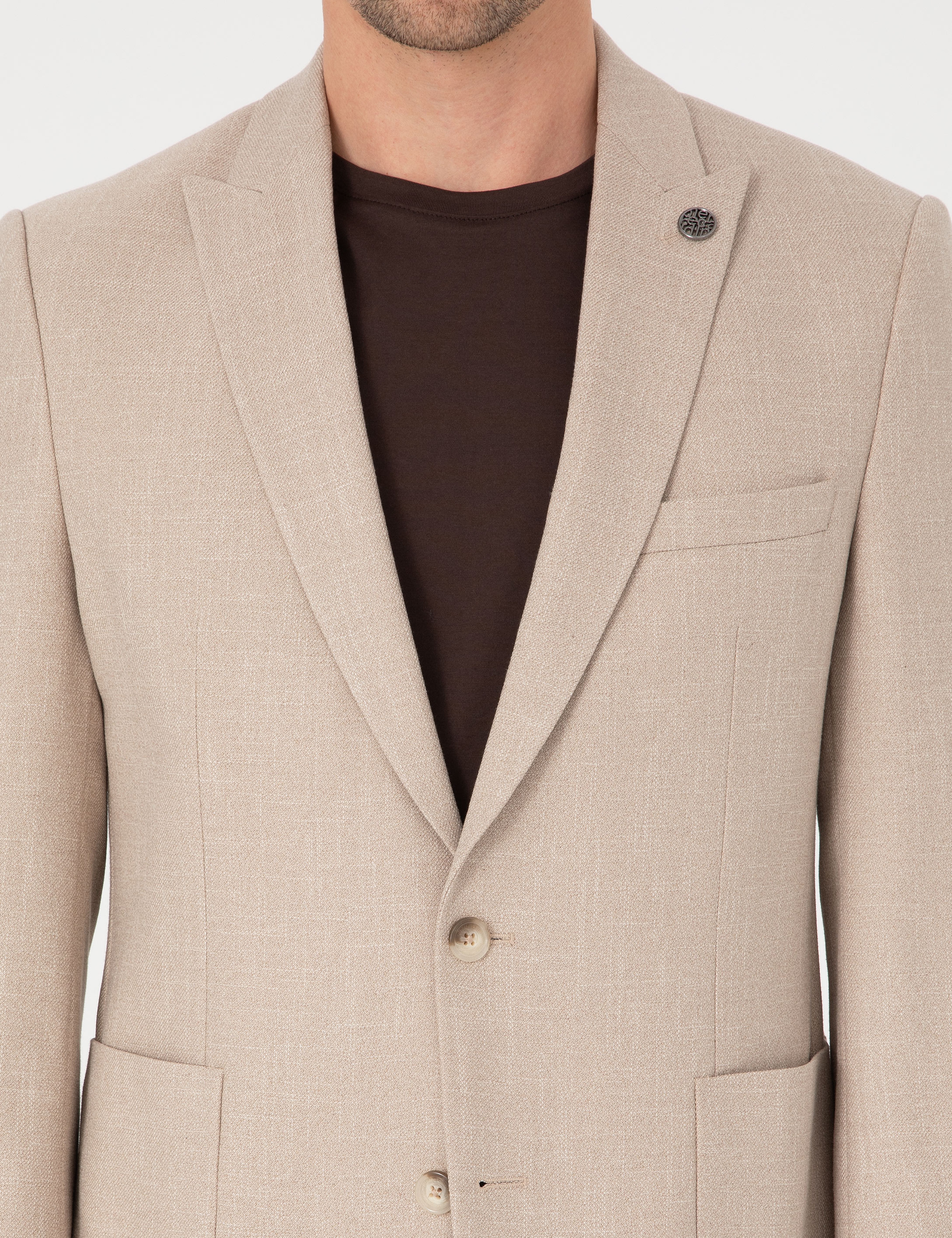 Açık Kahverengi Ex. Slim Fit %100 Pamuk Ceket
