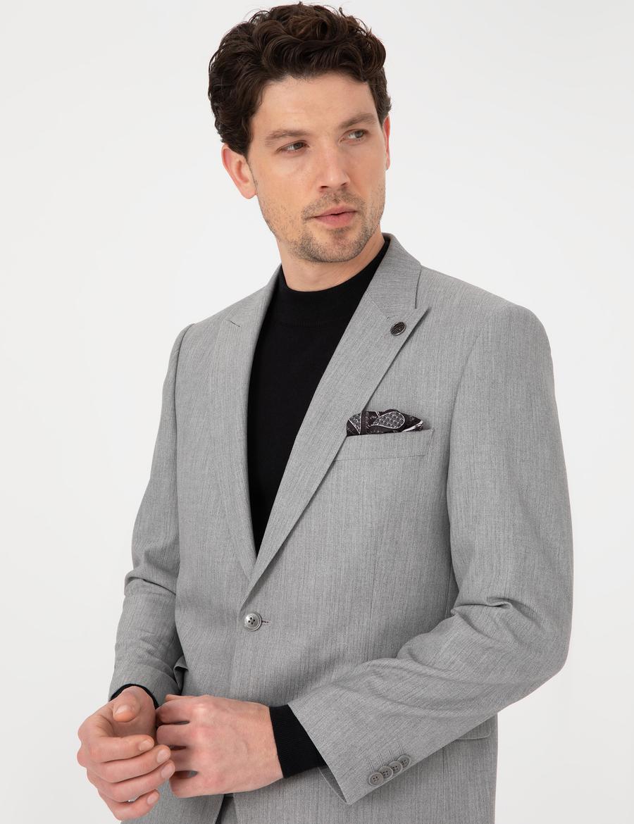 Gri Slim Fit Takım Elbise