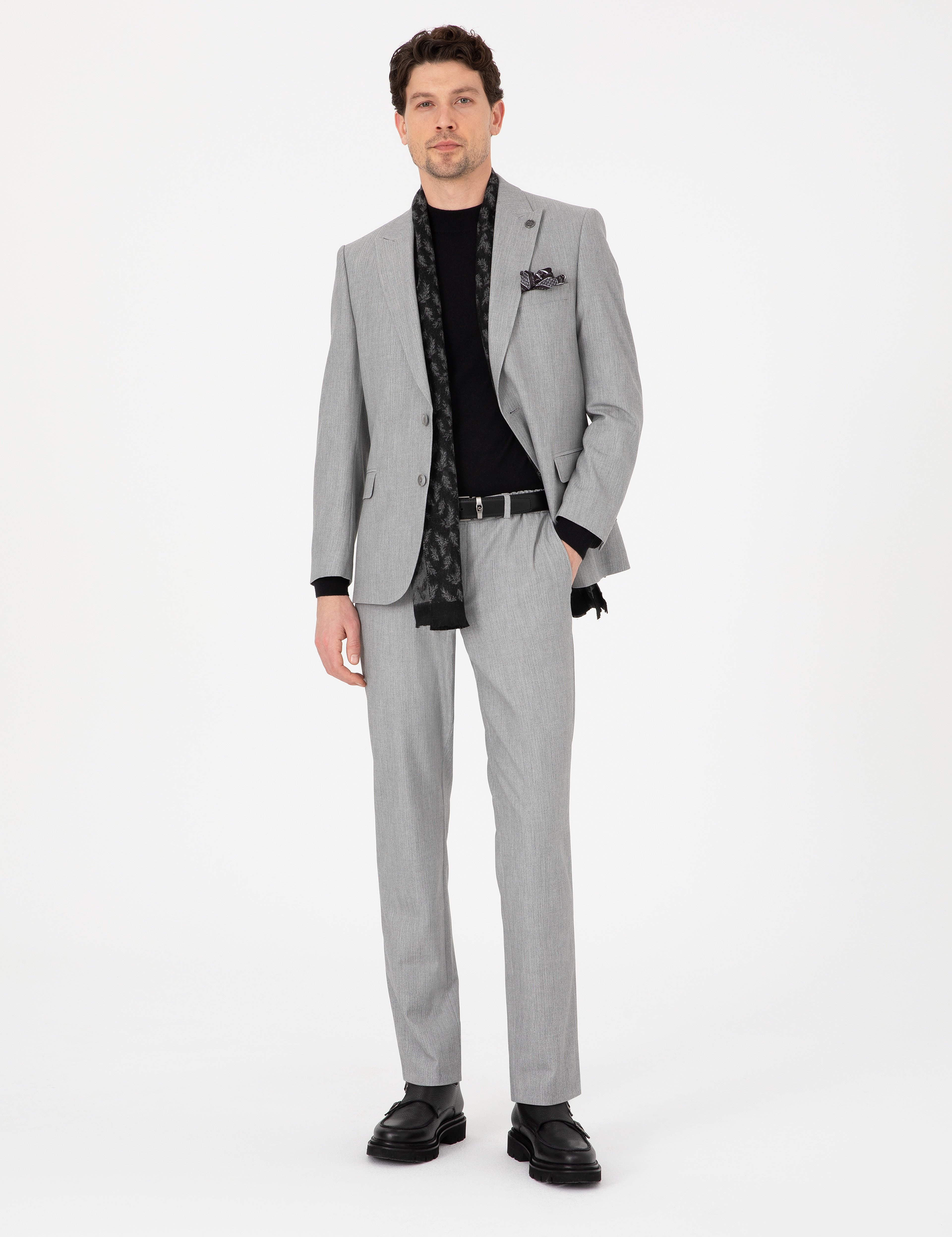 Gri Slim Fit Takım Elbise - Image 1