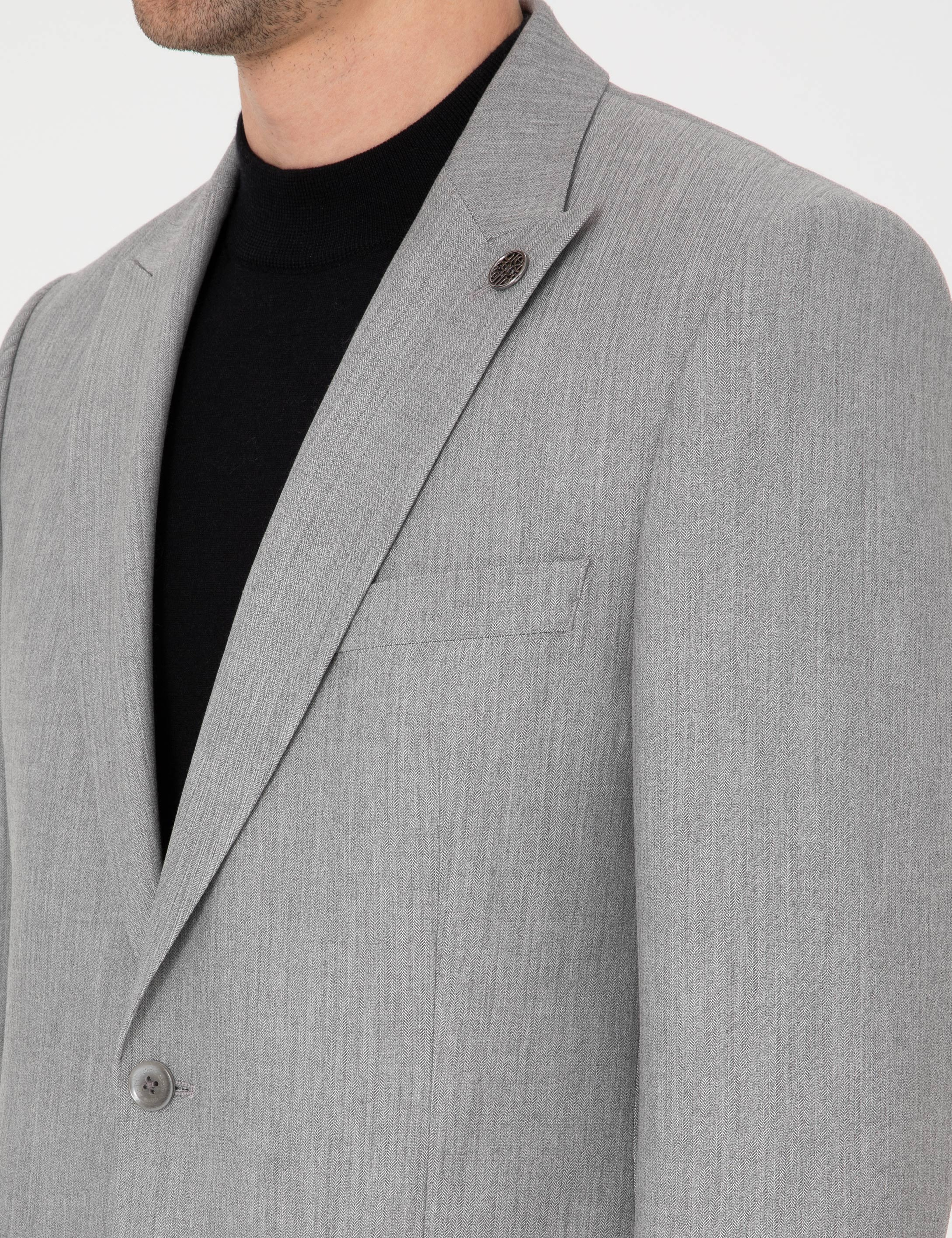 Gri Slim Fit Takım Elbise - Image 7