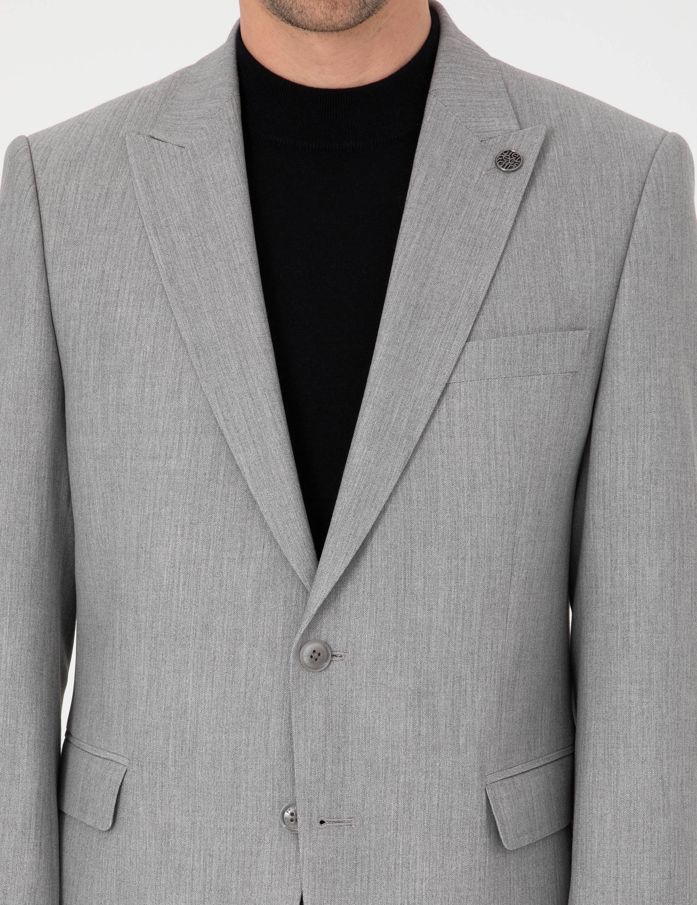 Gri Slim Fit Takım Elbise