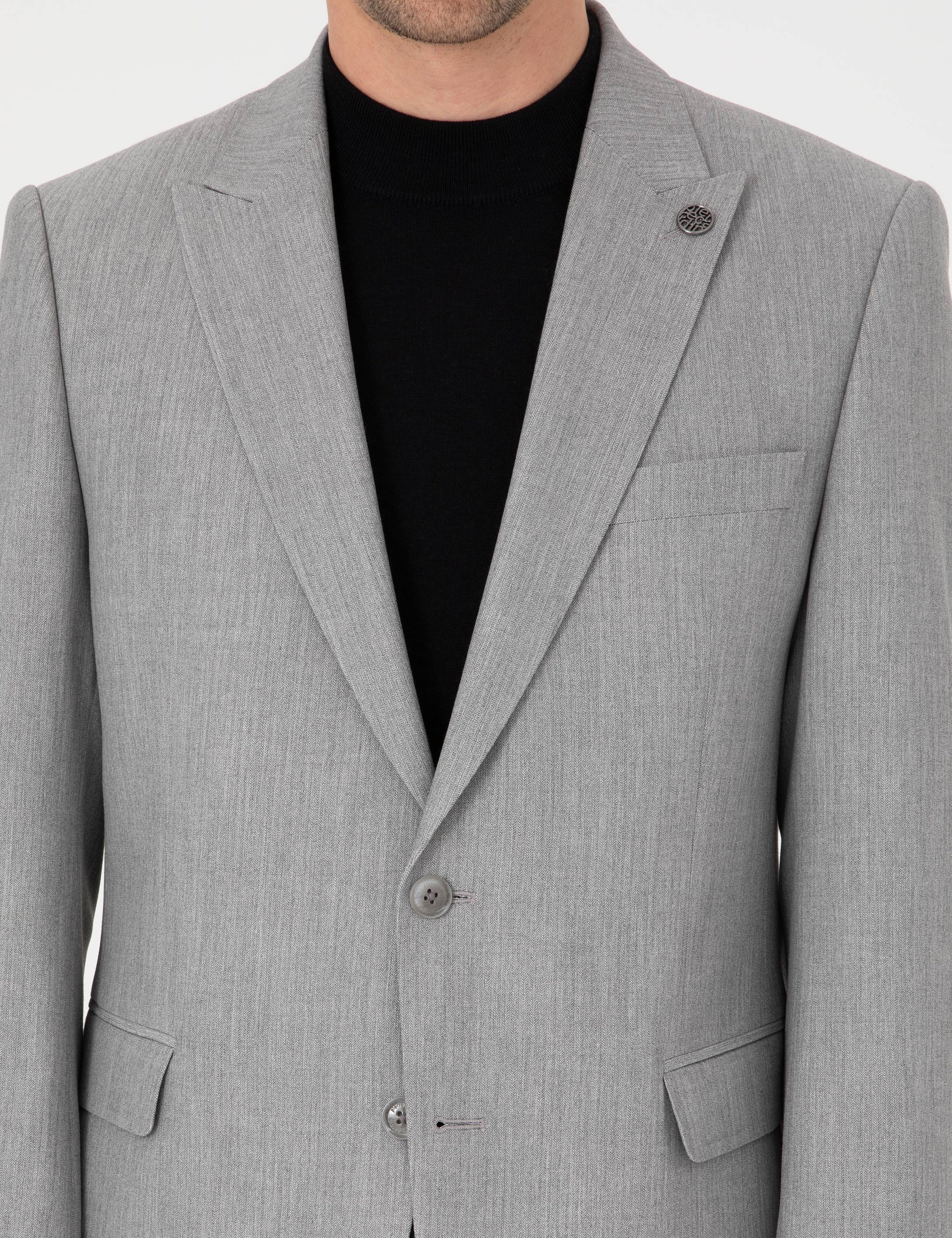 Gri Slim Fit Takım Elbise