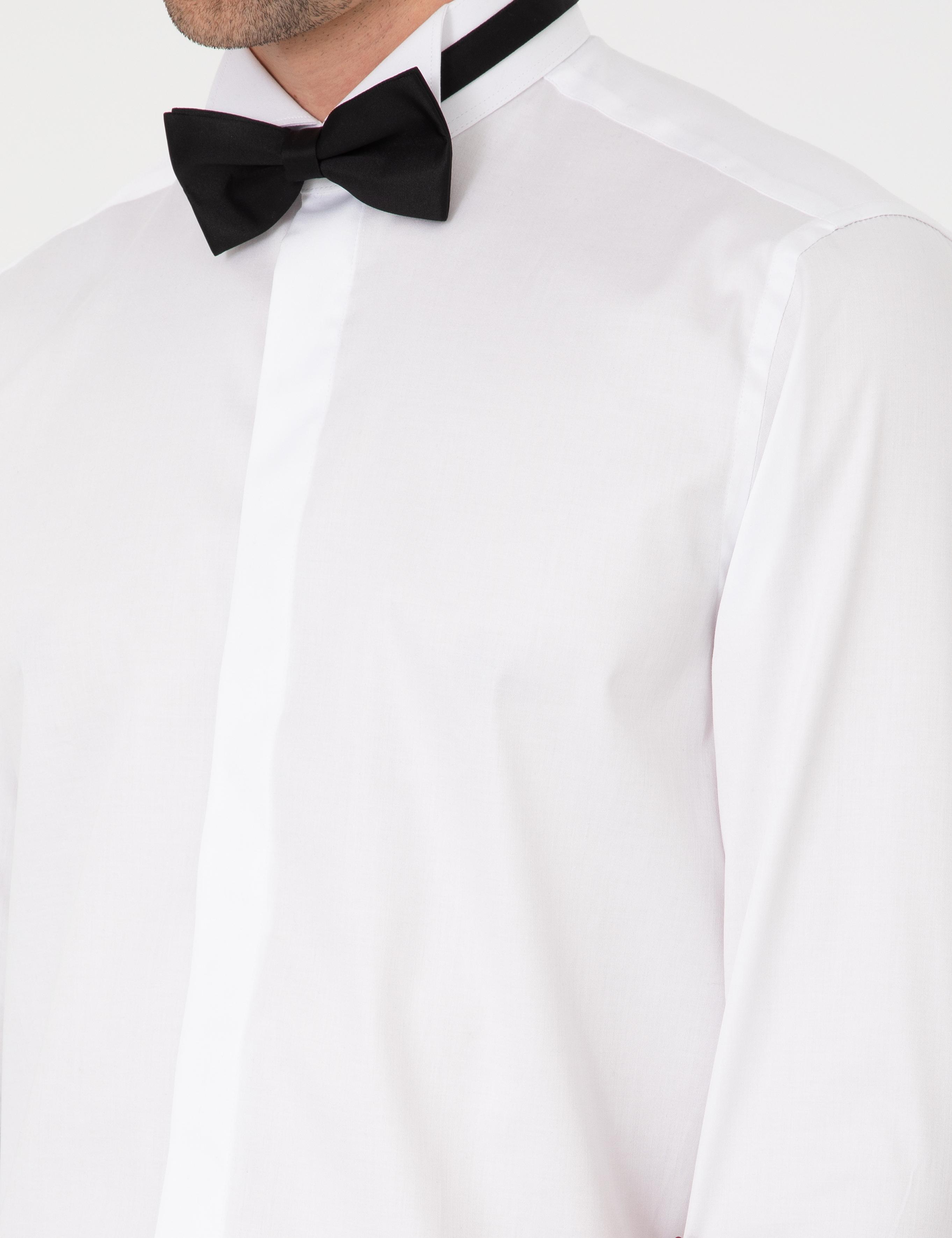 Beyaz Slim Fit Smokin Gömlek