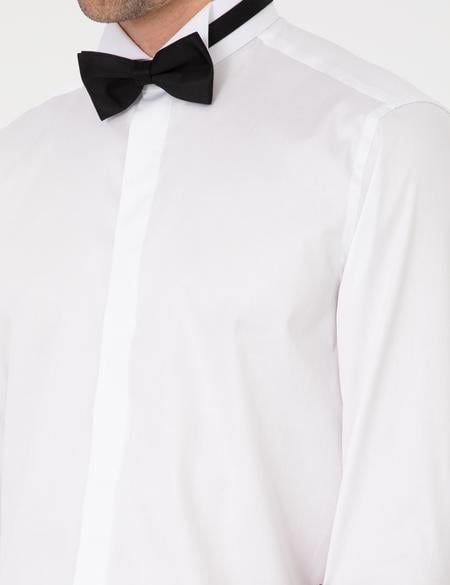 Beyaz Slim Fit Smokin Gömlek - 50324027006