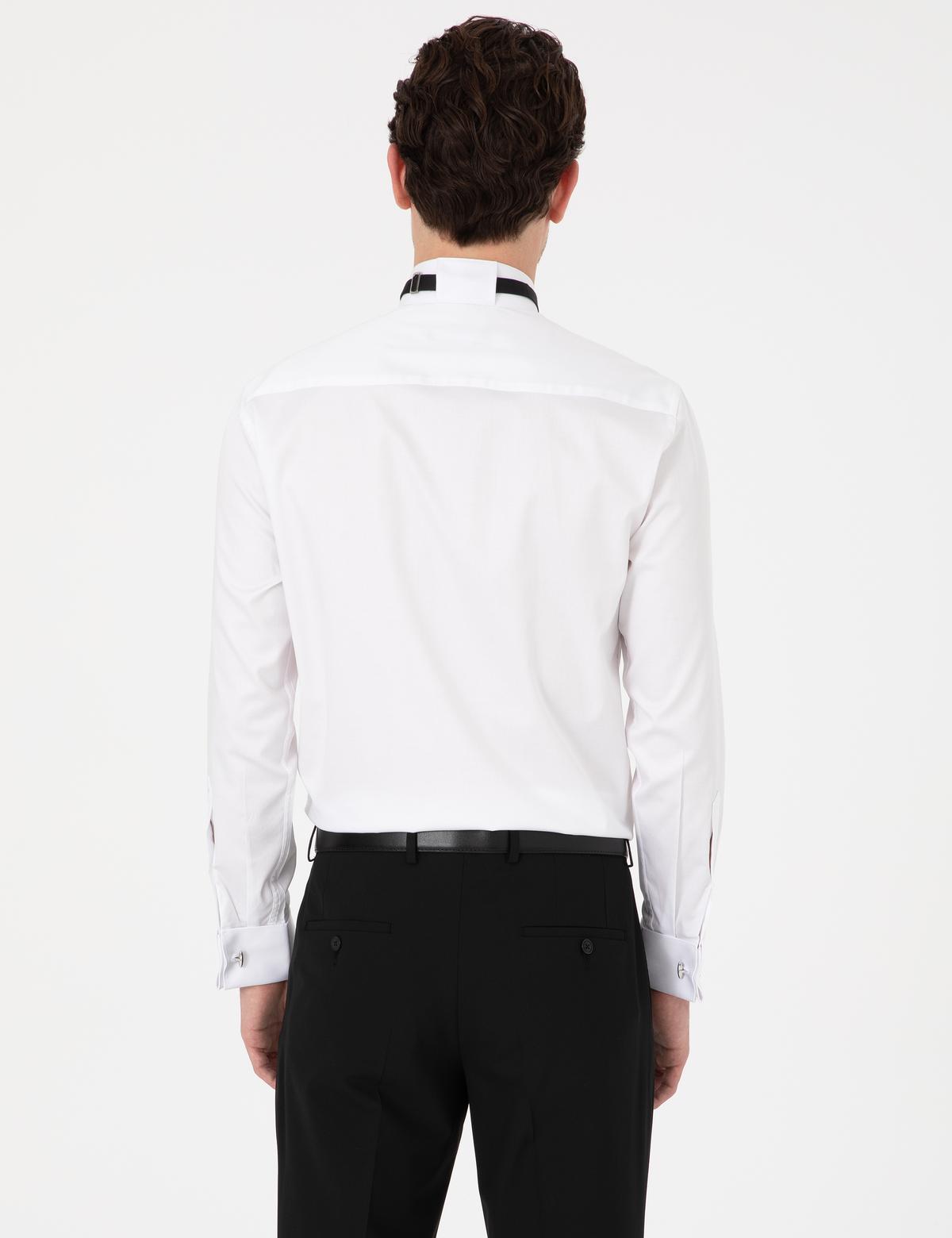 Beyaz Slim Fit Smokin Gömlek - 50324027006