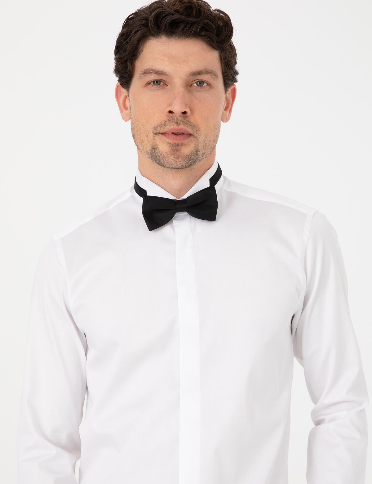 Beyaz Slim Fit Smokin Gömlek - 50324027006