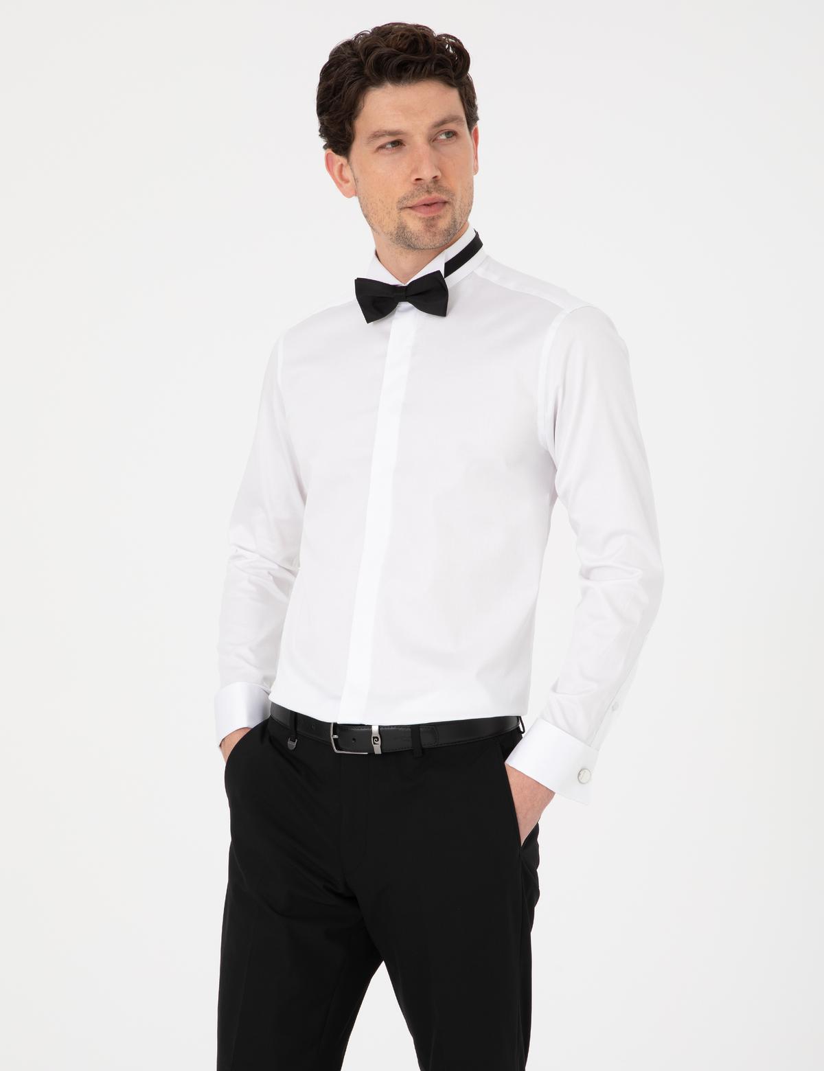 Beyaz Slim Fit Smokin Gömlek - 50324027006