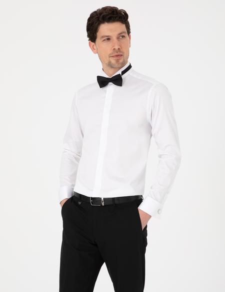 Beyaz Slim Fit Smokin Gömlek - 50324027006
