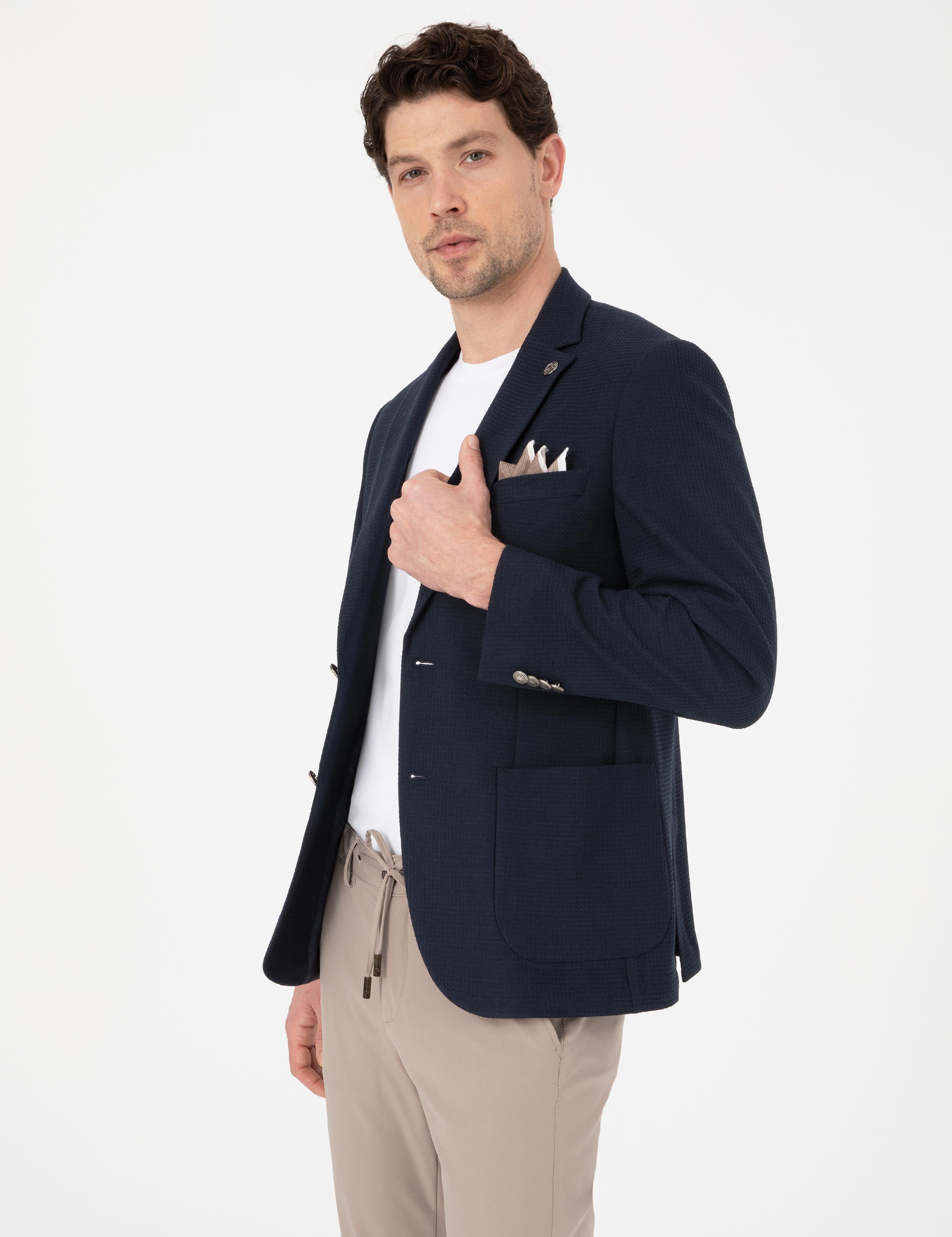 Lacivert Slim Fit Ceket