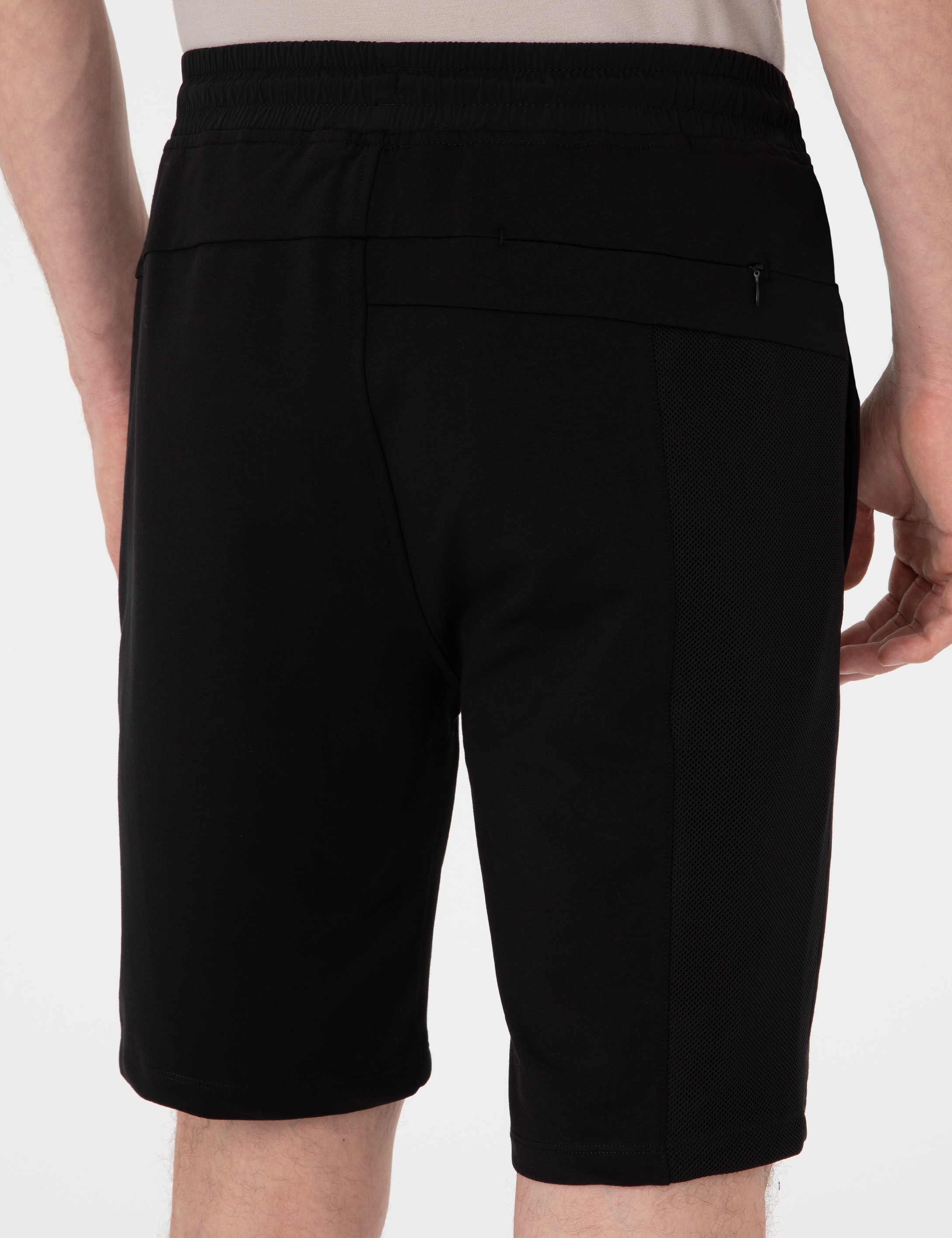Siyah Regular Fit Örme Şort