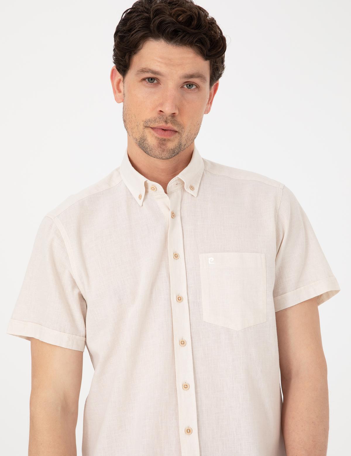 Bej Regular Fit Kısa Kollu Gömlek - 50303287026