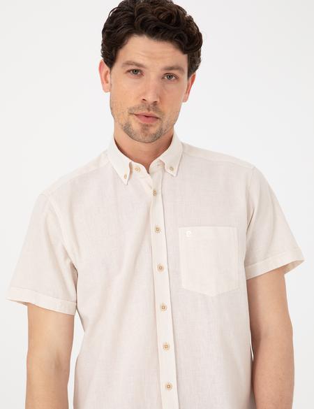 Bej Regular Fit Kısa Kollu Gömlek - 50303287026