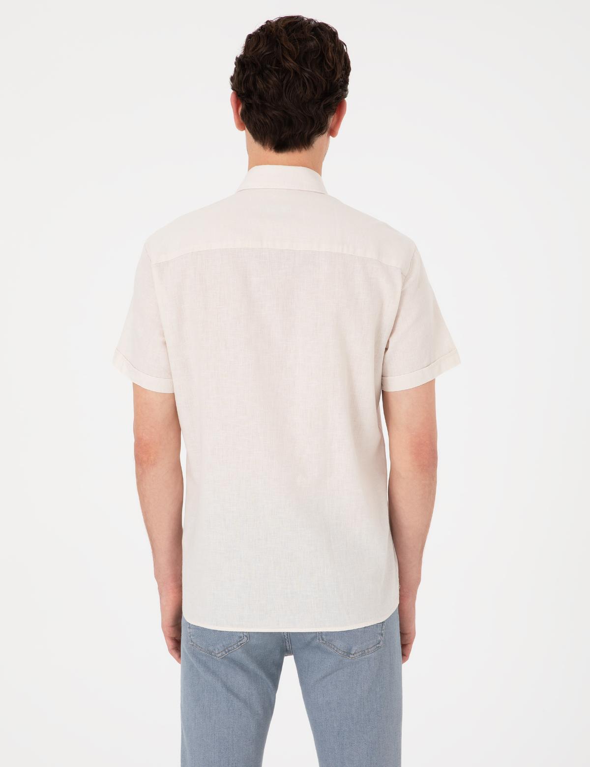 Bej Regular Fit Kısa Kollu Gömlek - 50303287026