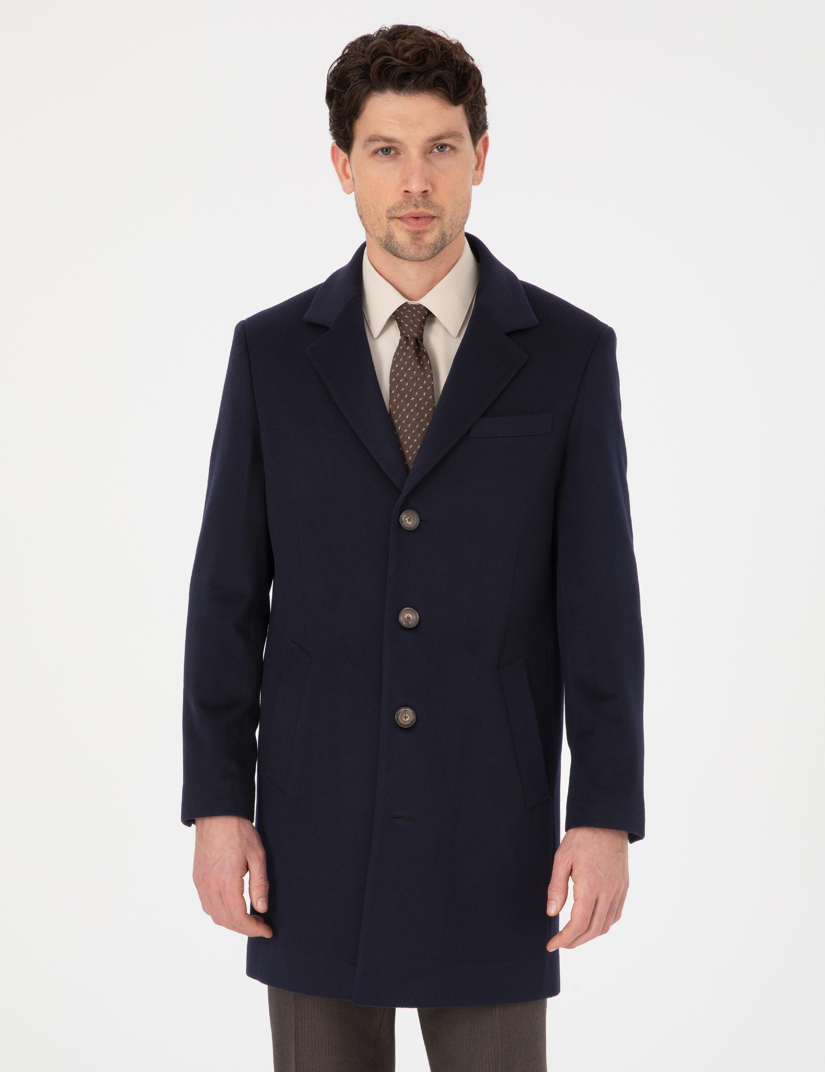 Lacivert Slim Fit Palto