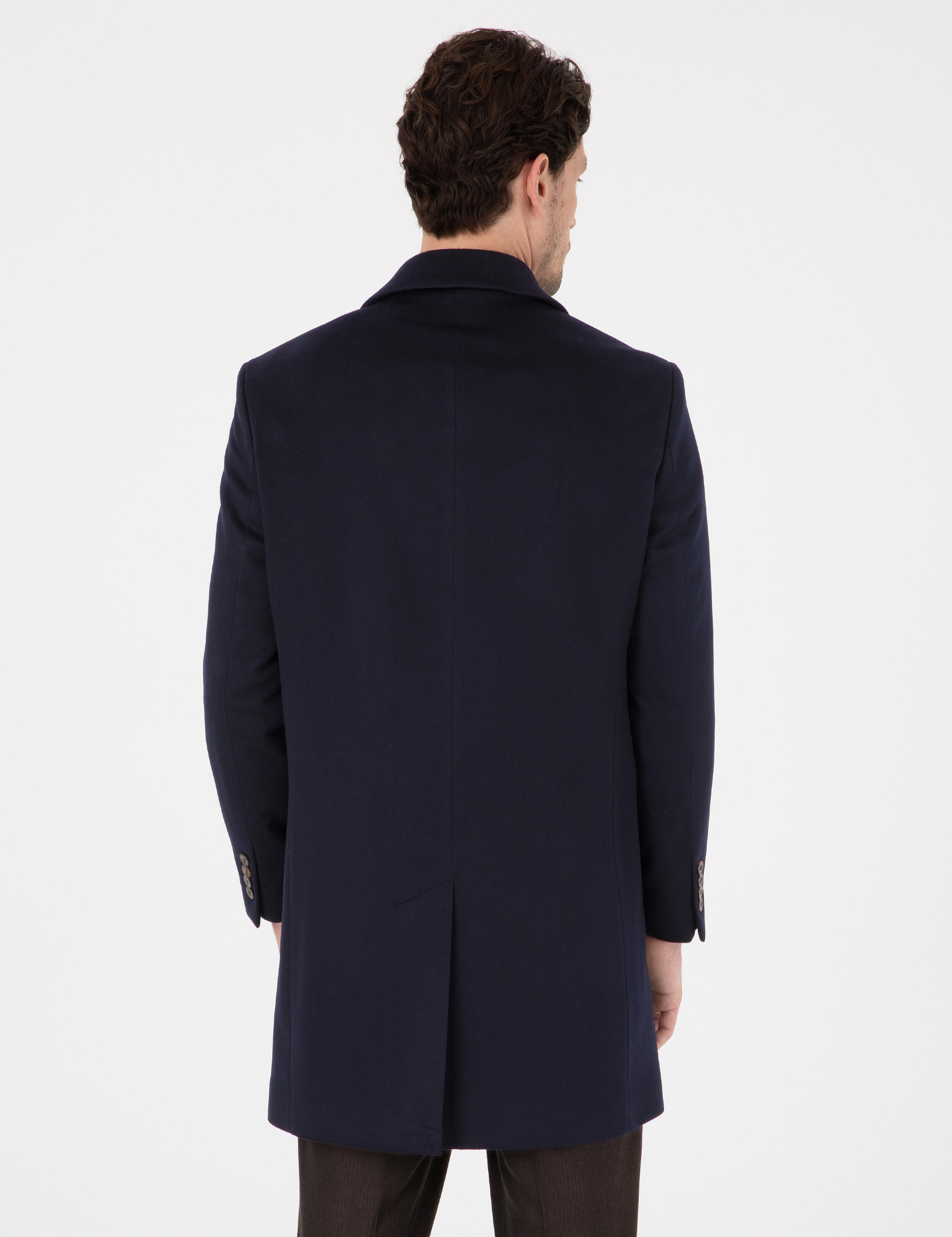 Lacivert Slim Fit Palto